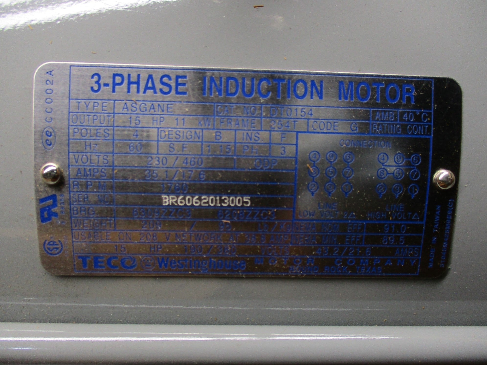 TECO WESTINGHOUSE ASGANE DT0154 NSMP