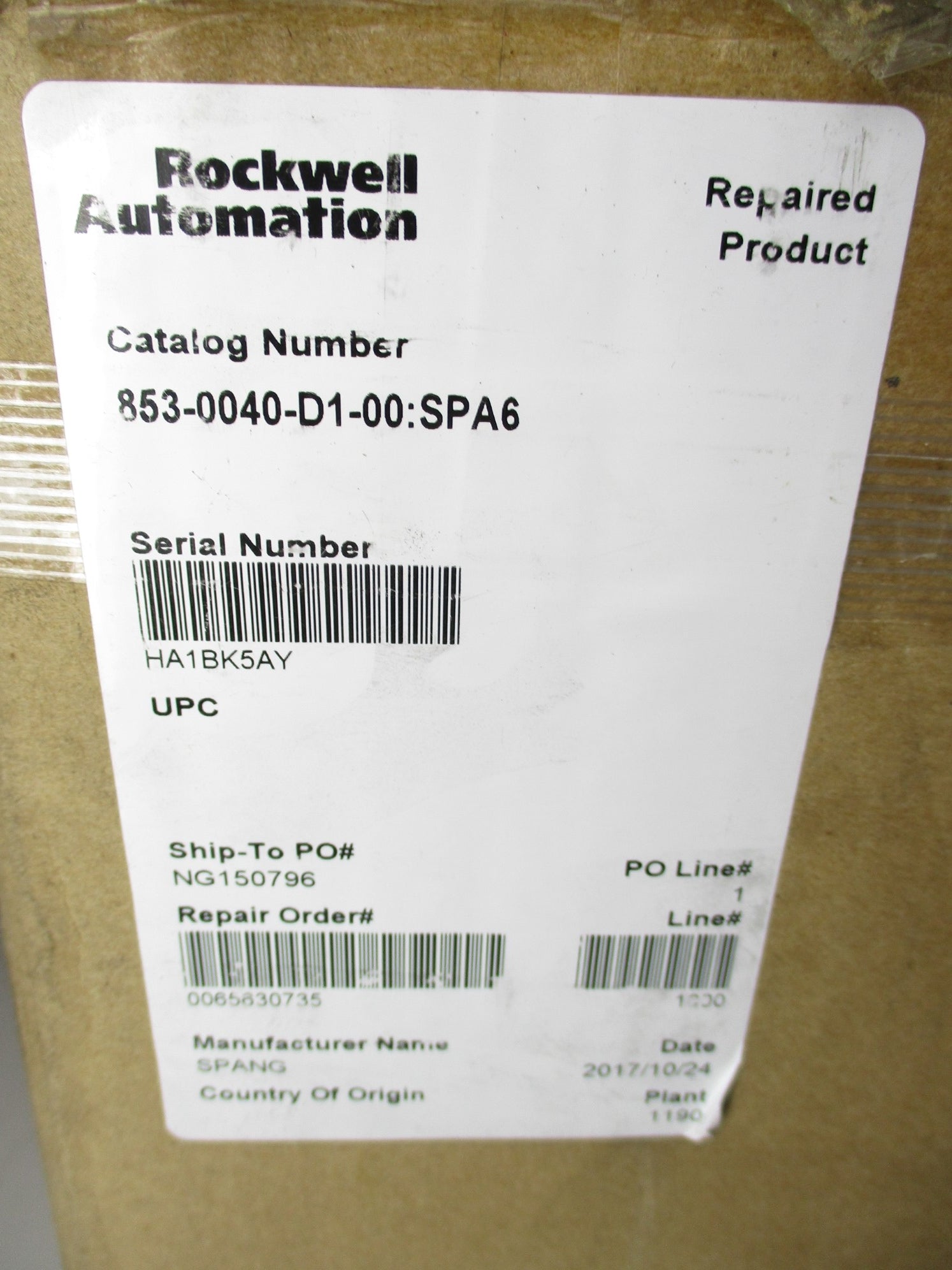 SPANG 853-0040-D1-00 REMAN