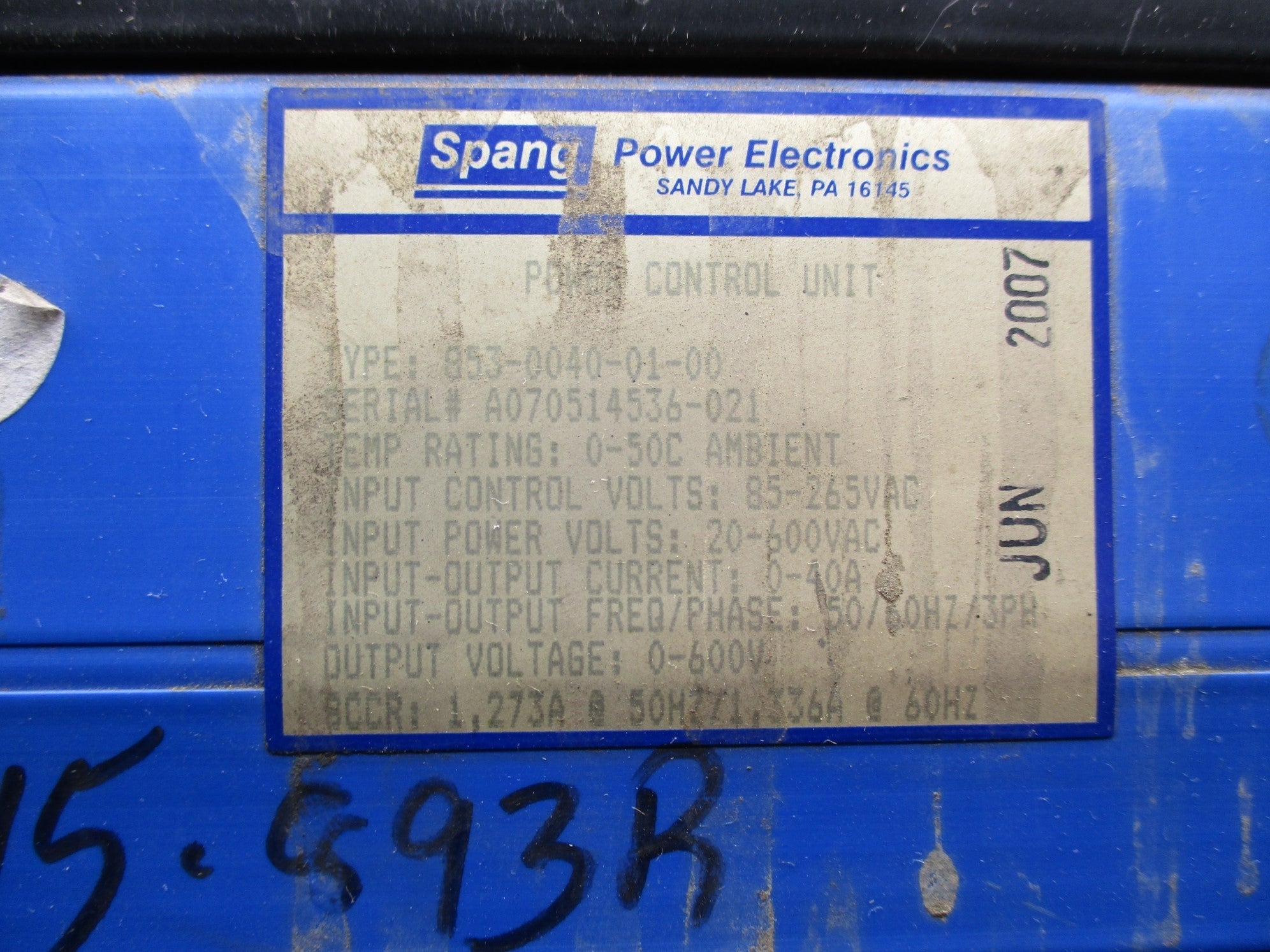 SPANG 853-0040-01-00 (AS PICTURED) UNMP