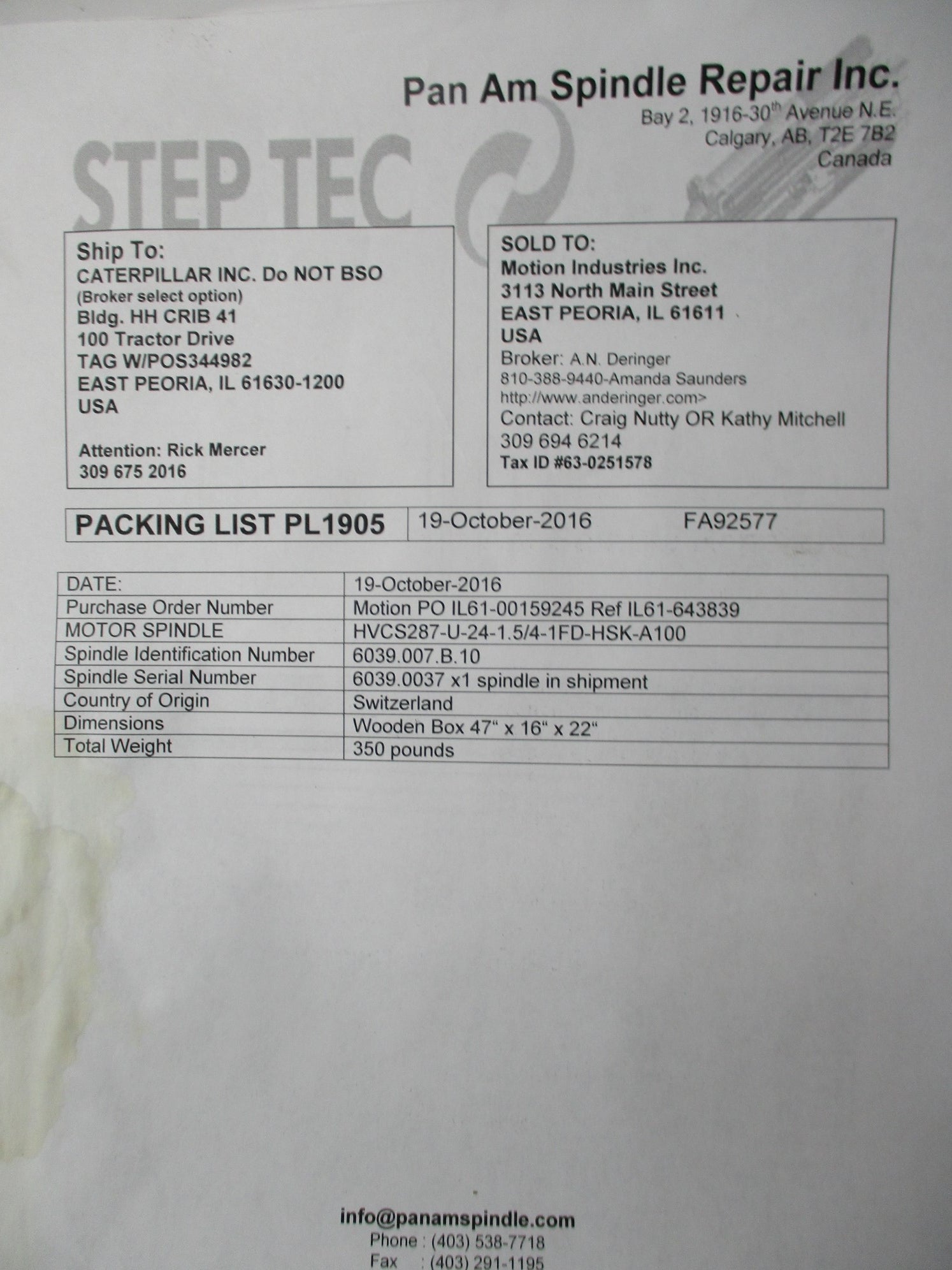 STEP TEC HVCS287-U-24-1.5/4-1FD-HSK-A100 REMAN