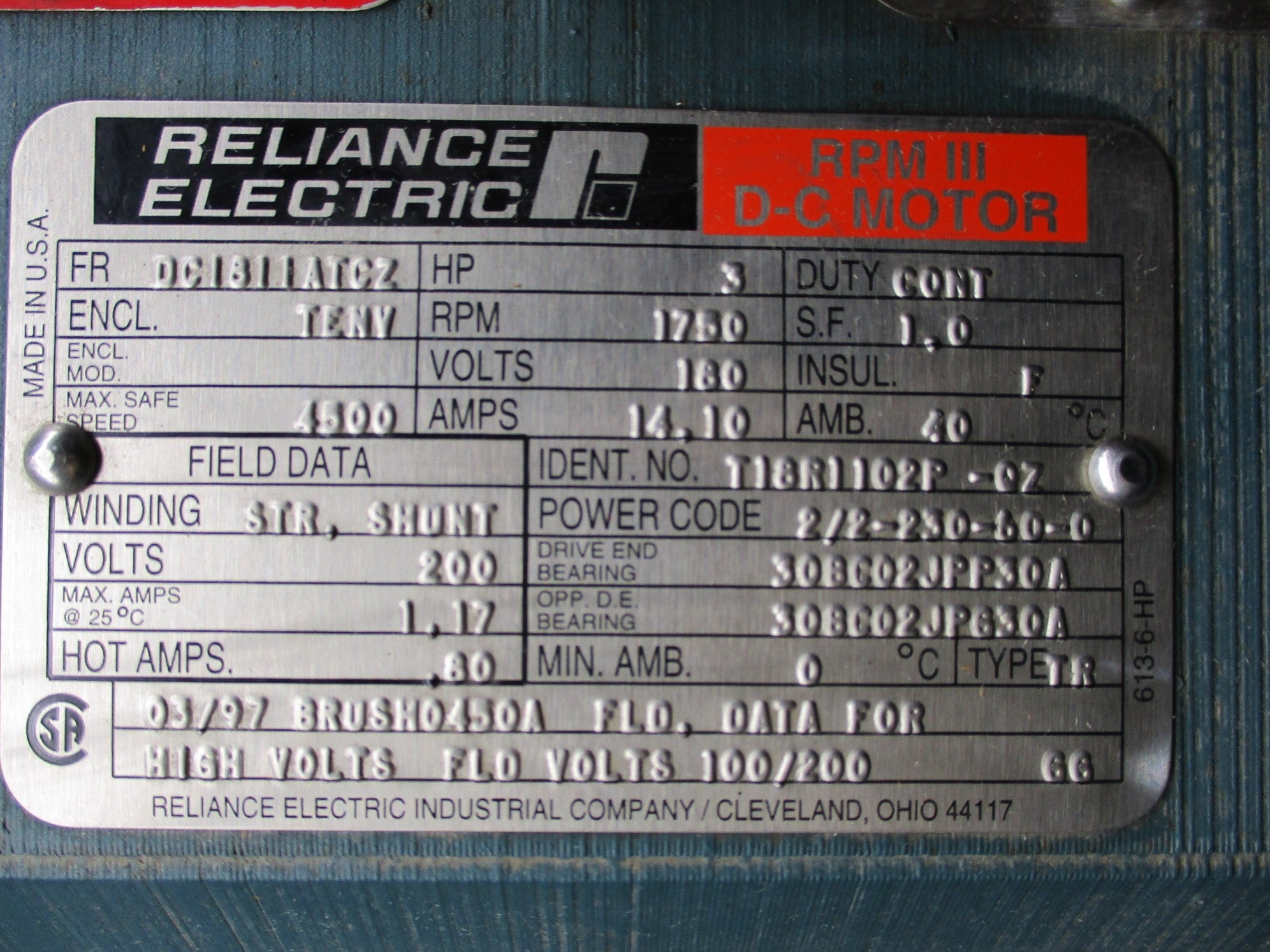 RELIANCE ELECTRIC T18R1102P-QZ NSNP
