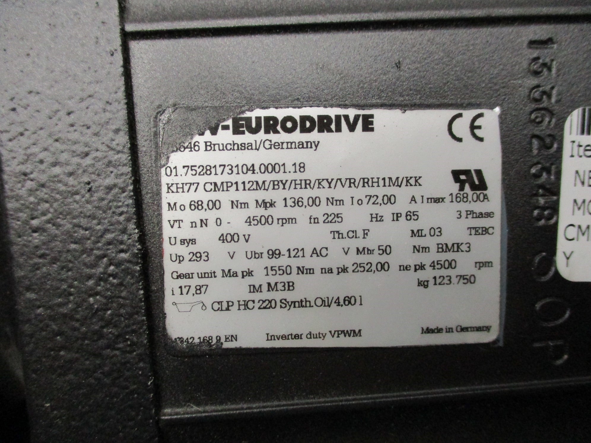 SEW-EURODRIVE KH77 CMP112M/BY/HR/KY/VR/RH1M/KK NSNP