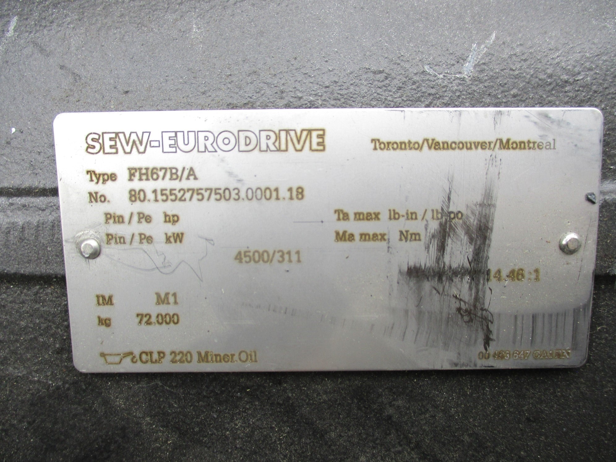 SEW-EURODRIVE FH67B/A CMP112VR NSNP