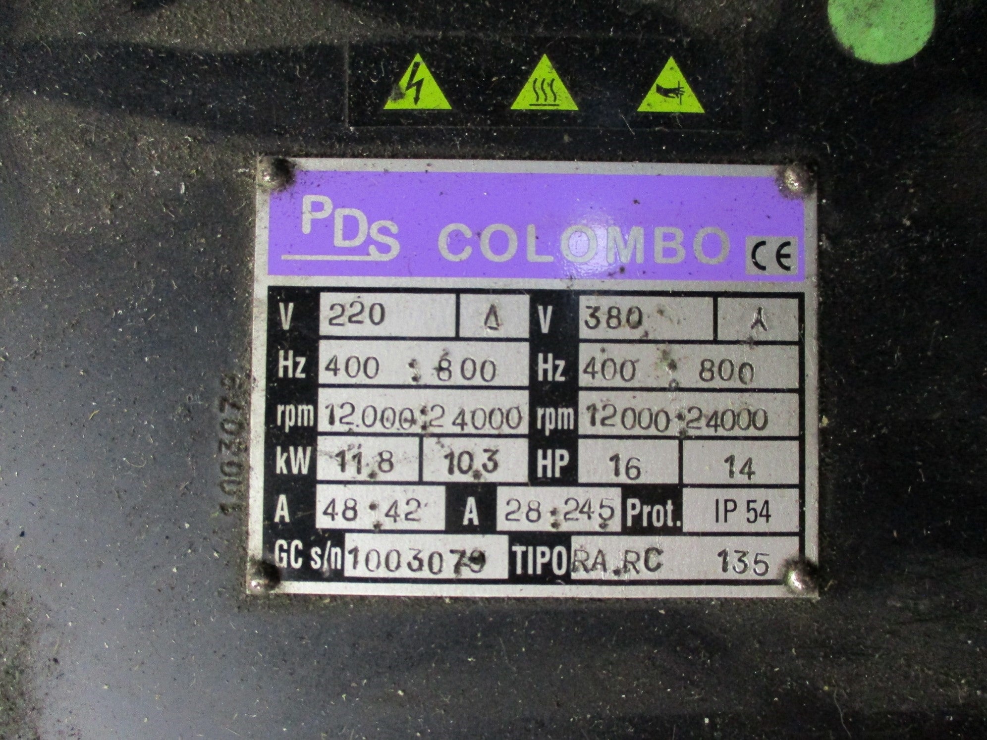 PDS COLOMBO 30547 24000RPM 14HP SPINDLE UNMP