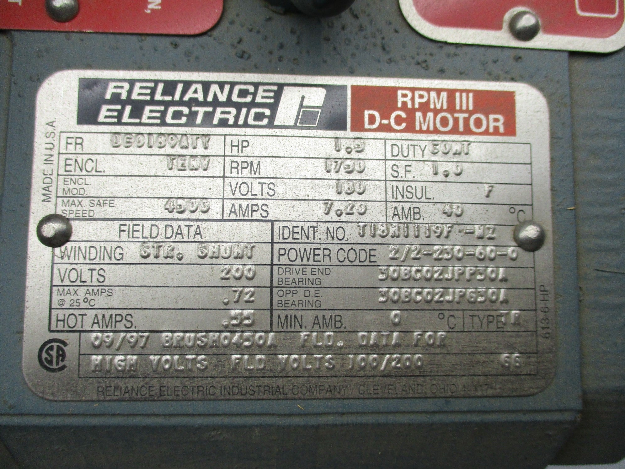 RELIANCE ELECTRIC T18R1119F-WZ (AS PICTURED) NSMP