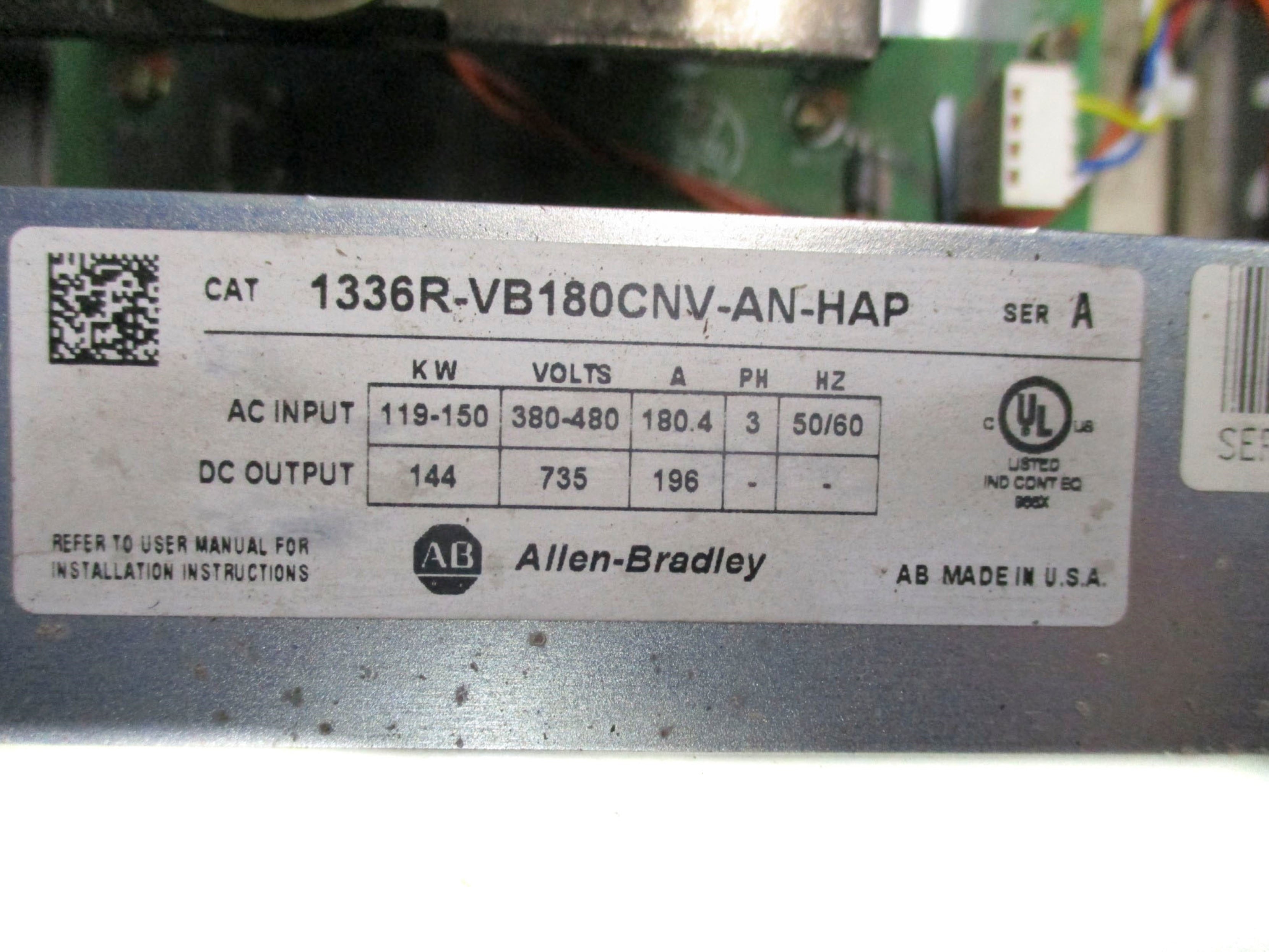 ALLEN BRADLEY 1336R-VB180CNV-AN-HAP SER. A (AS PICTURED) NSNP
