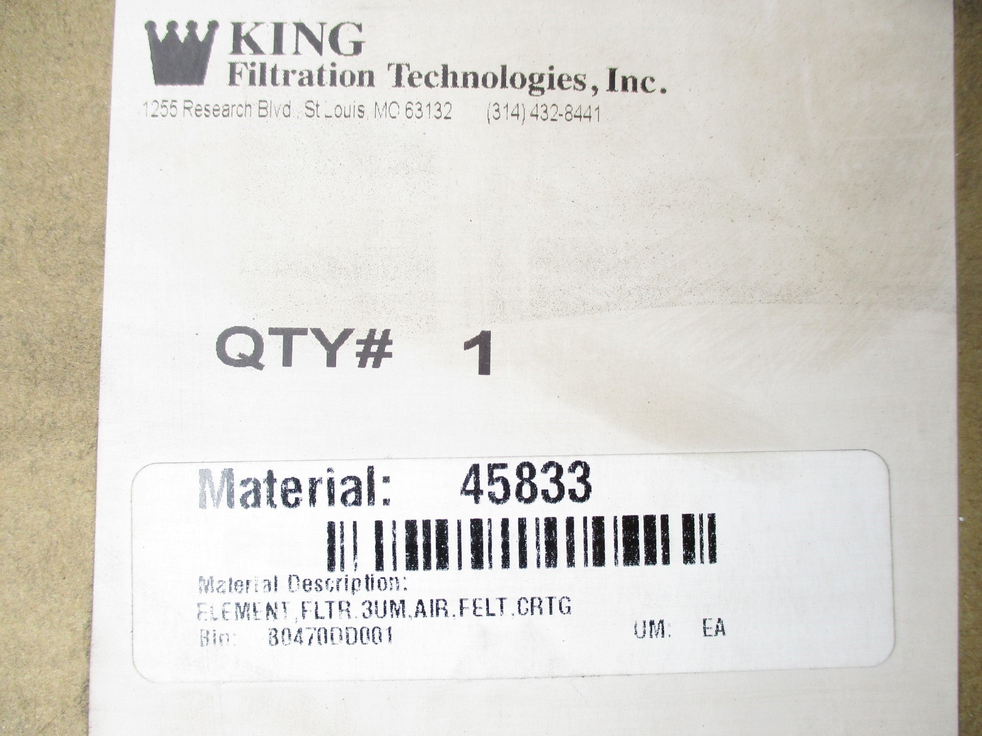 KING FILTRATION 45833 NSMP