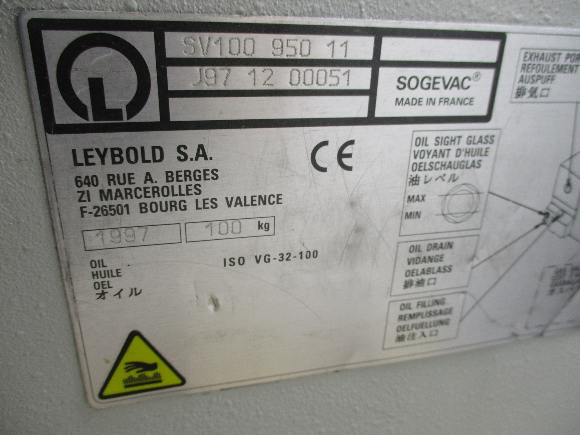 LEYBOLD SV10095011 J971200051 NSNP