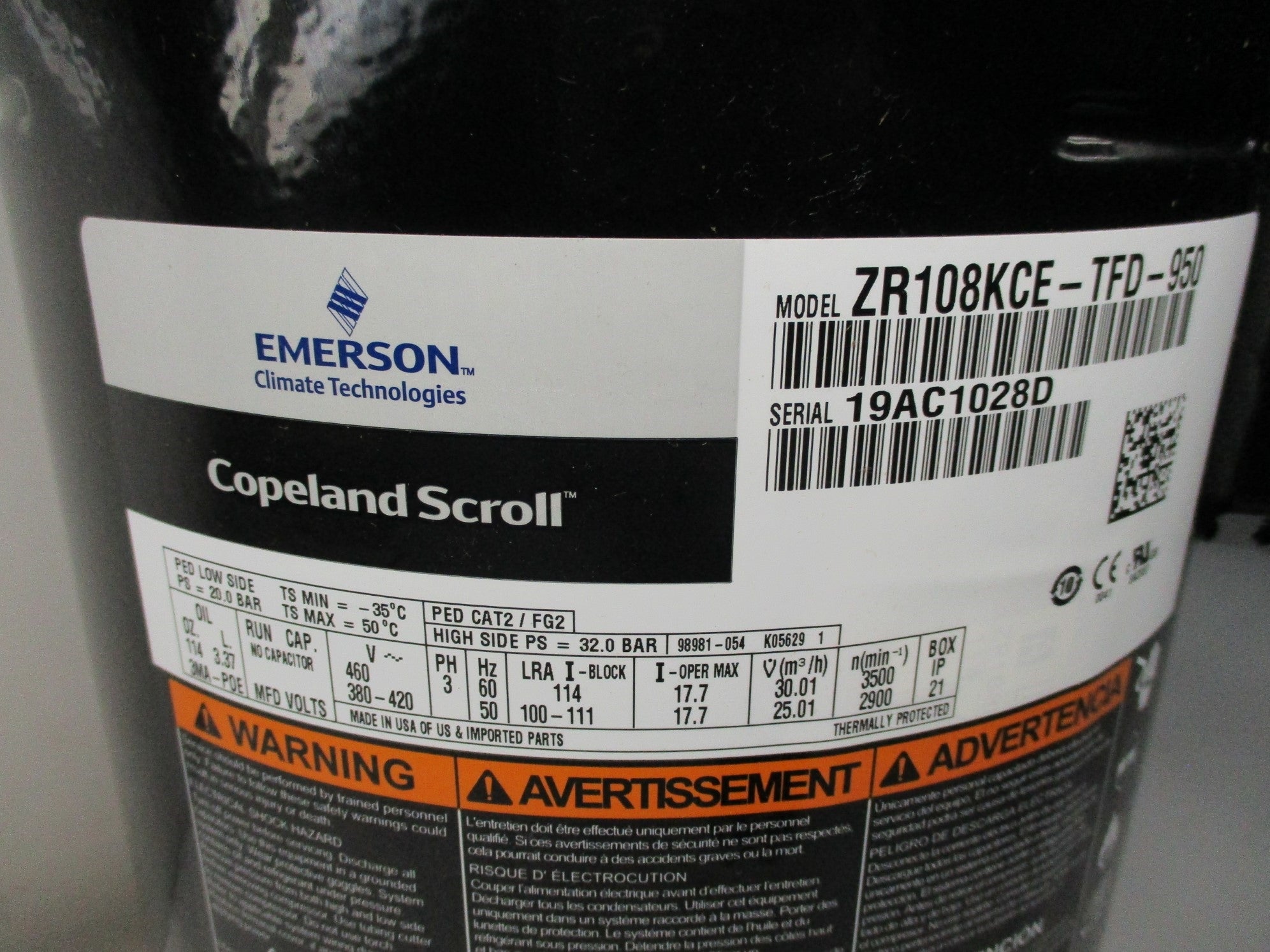 EMERSON ZR108KCE-TFD-950 NSMP