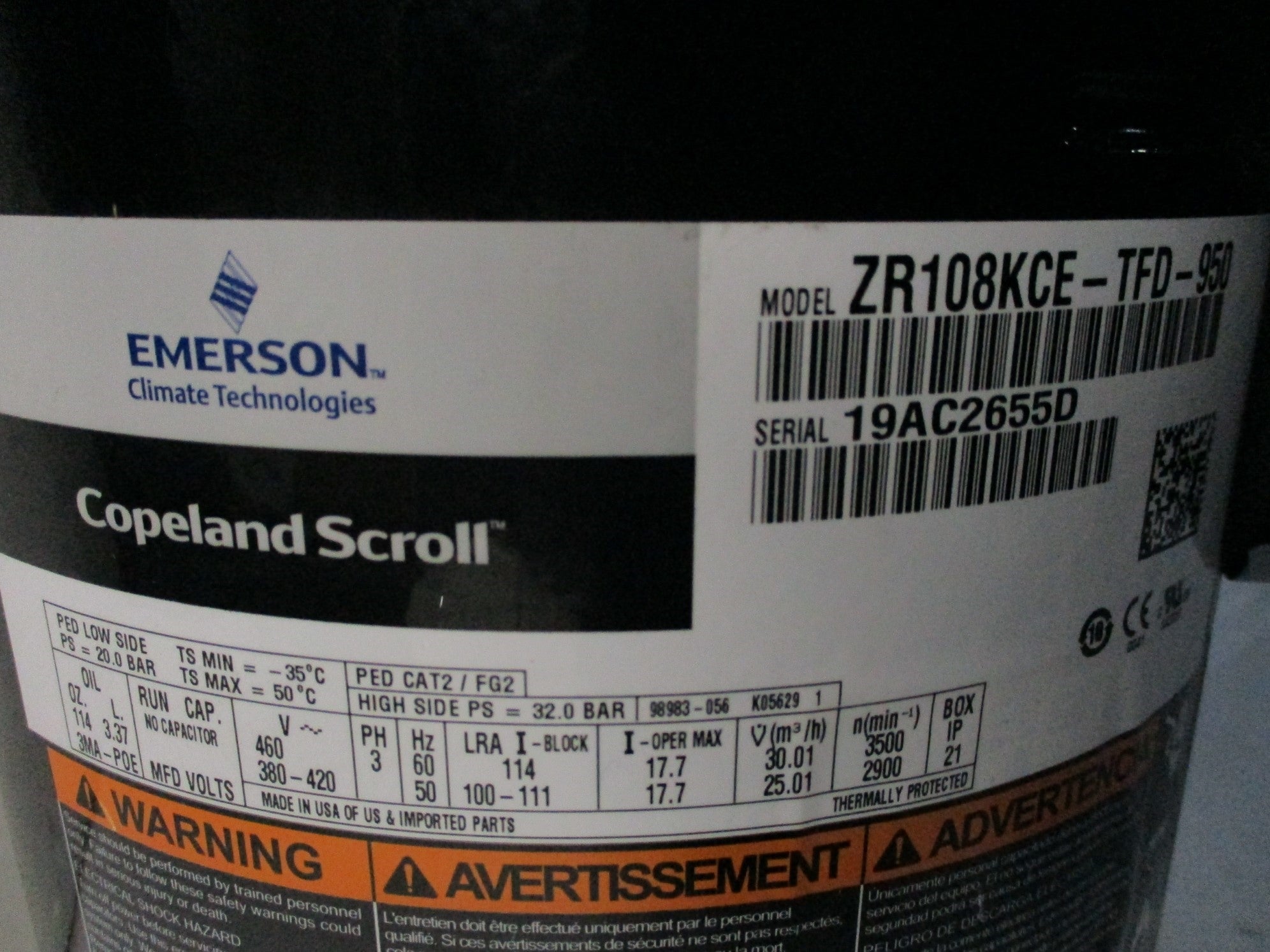 EMERSON ZR108KCE-TFD-950 (AS PICTURED) NSMP