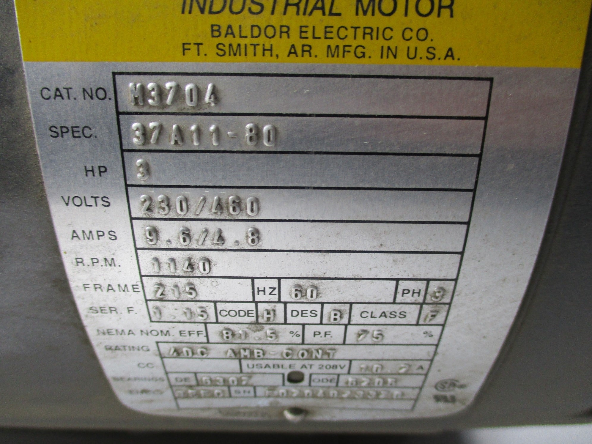 BALDOR M3704 NSNP