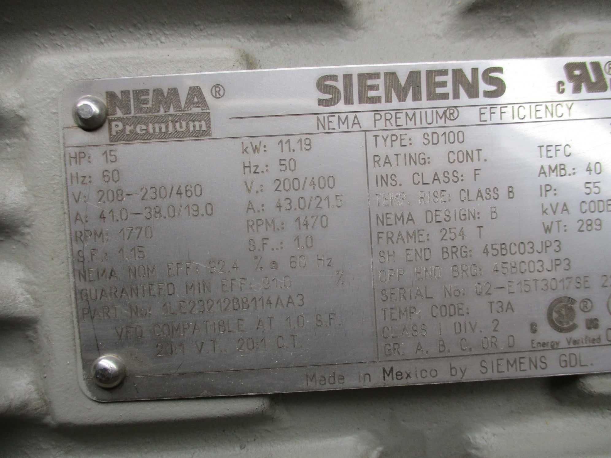 SIEMENS 1LE23212BB114AA3 NSMP