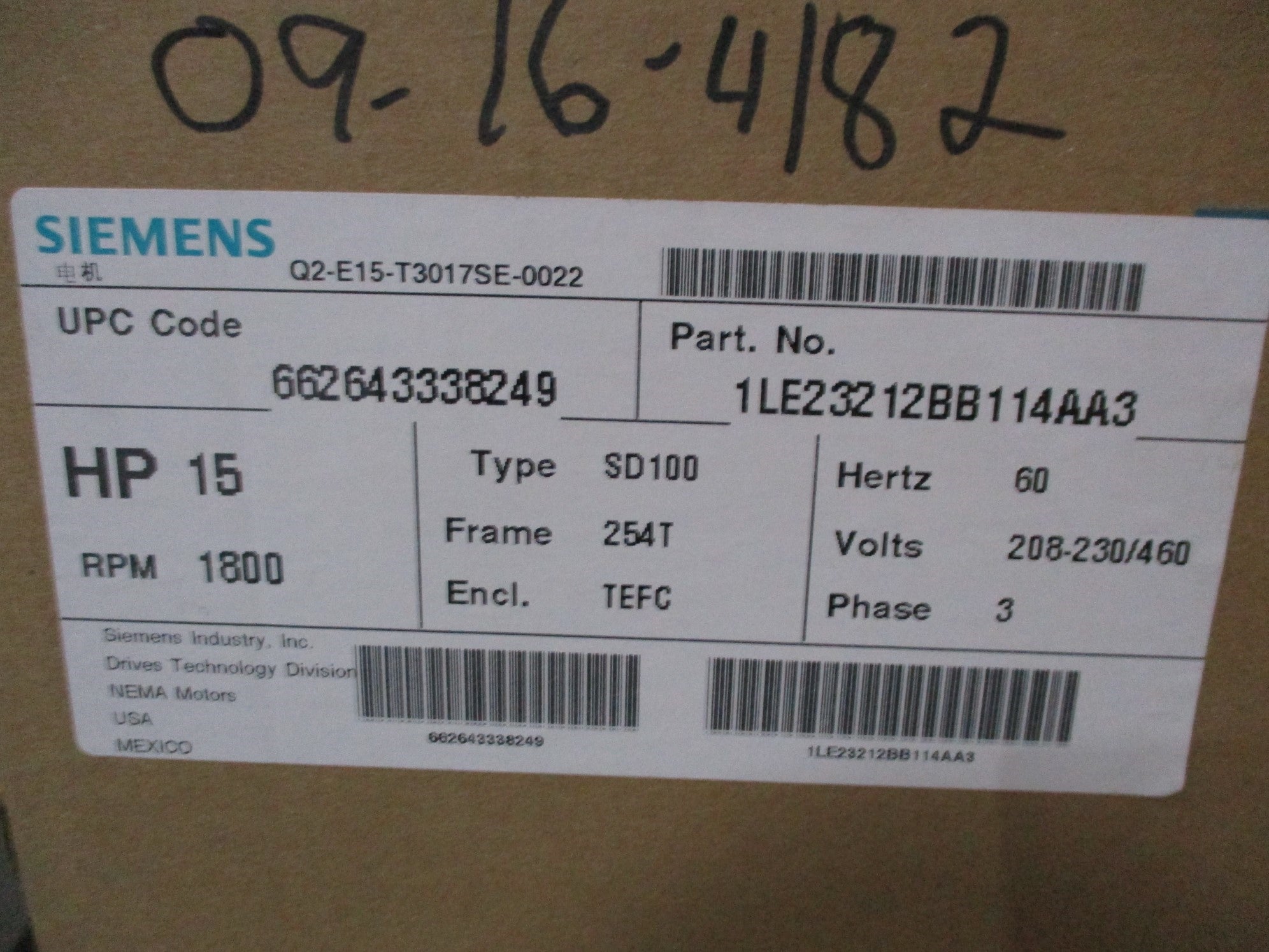 SIEMENS 1LE23212BB114AA3 NSMP