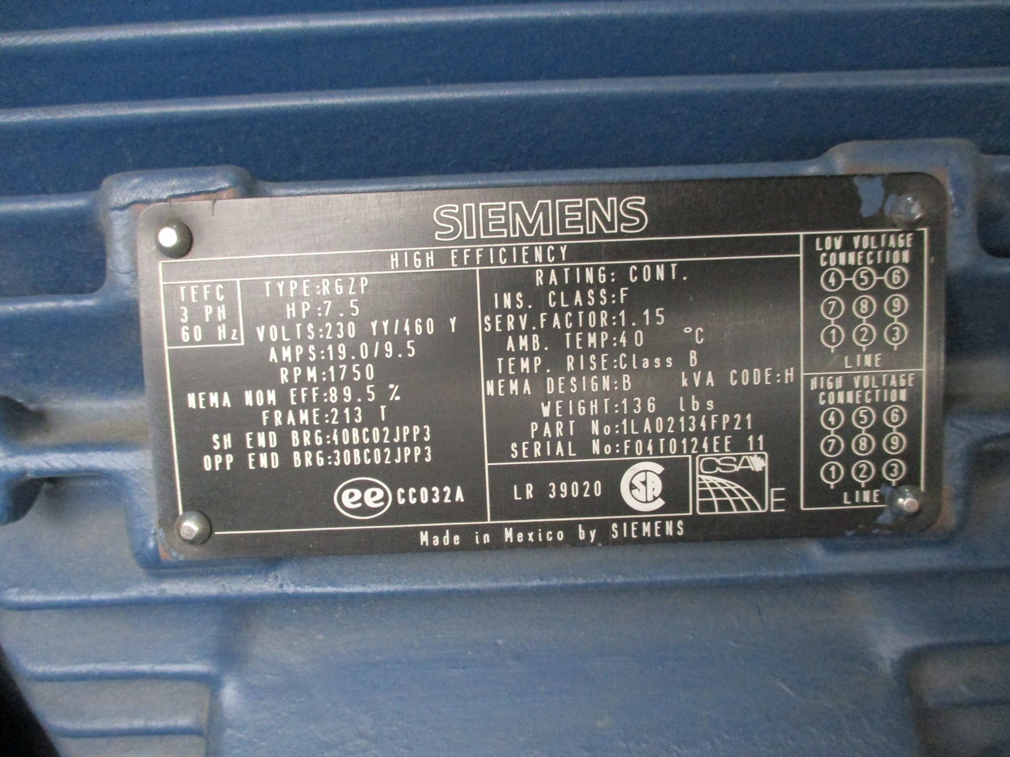 SIEMENS 1LA02134FP21 NSMP