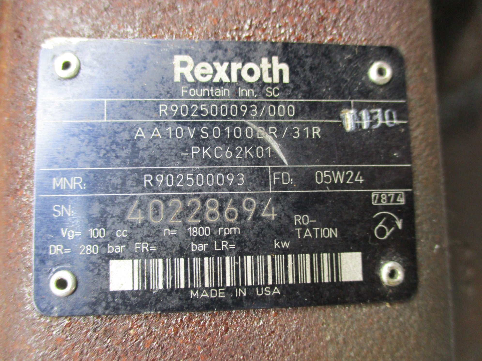 REXROTH AA10VSO100DR/31R-PKC62K01 R902500093 UNMP