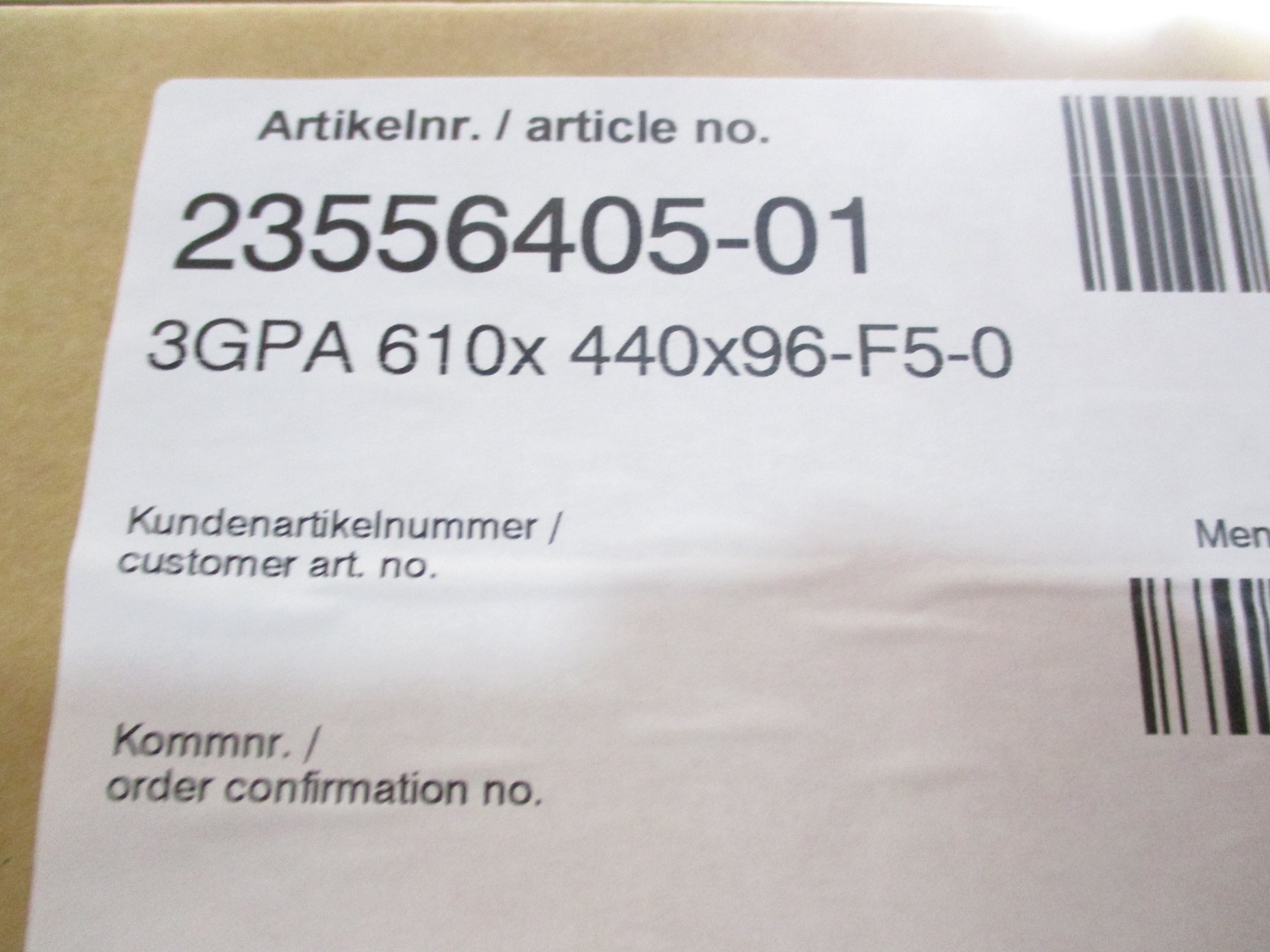 CAMFIL FARR 23556405-01 3GPA 610x440x96-F5-0 NSMP