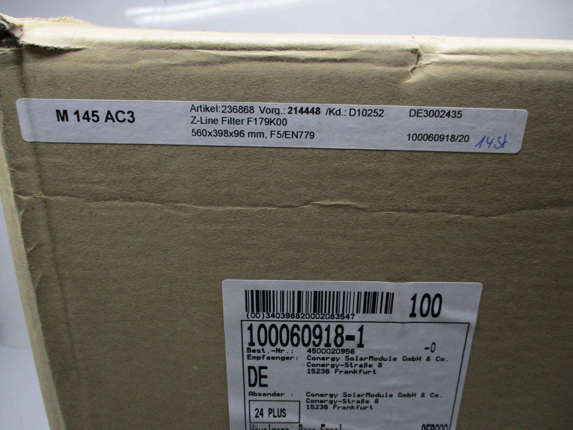 Z-LINE F5 EN779 560x398x96mm (PKG OF 14) NSFS