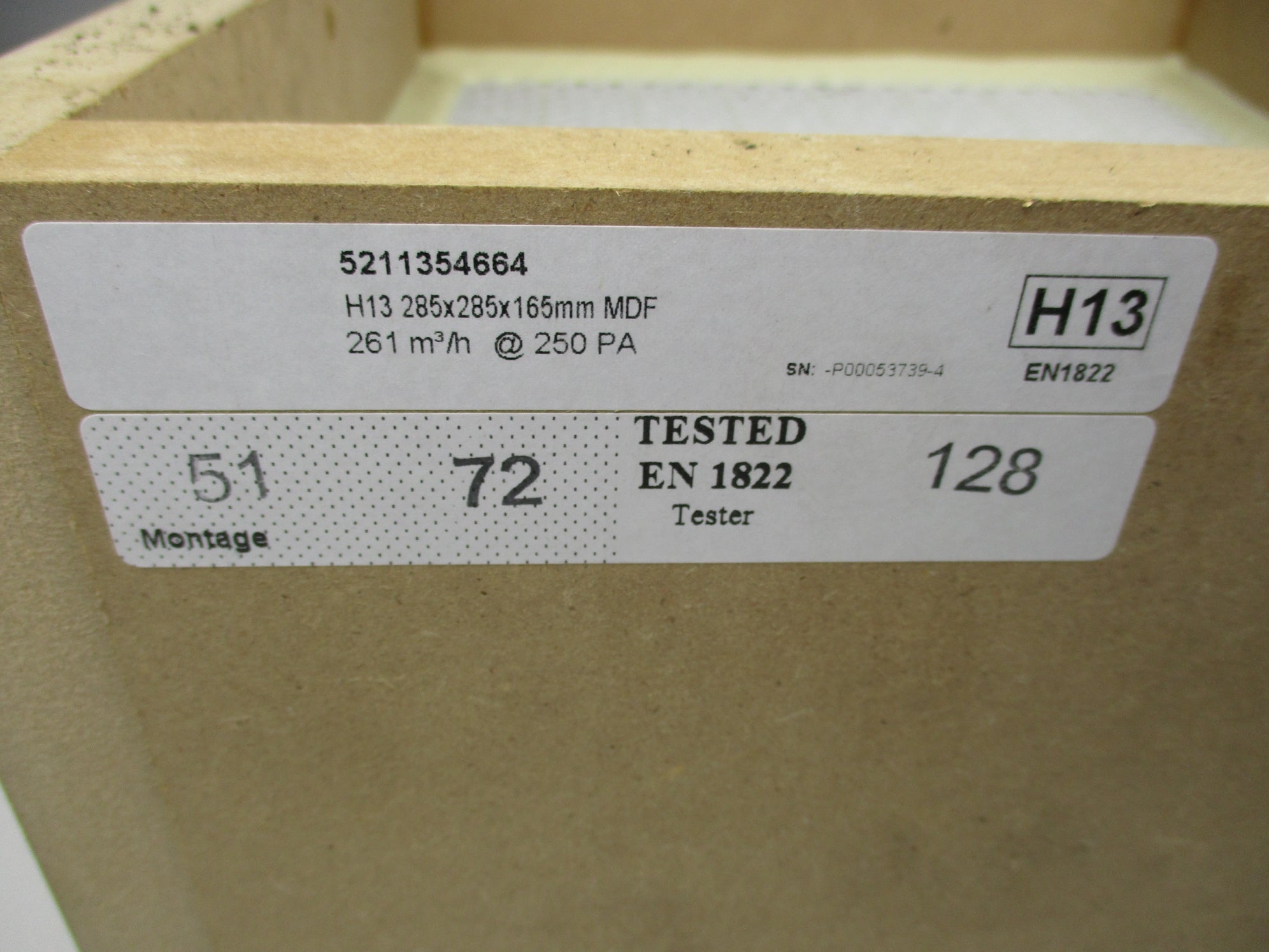 INDUSTRIAL MRO 5211354664 H13 EN1822 285x285x165mm NSNP