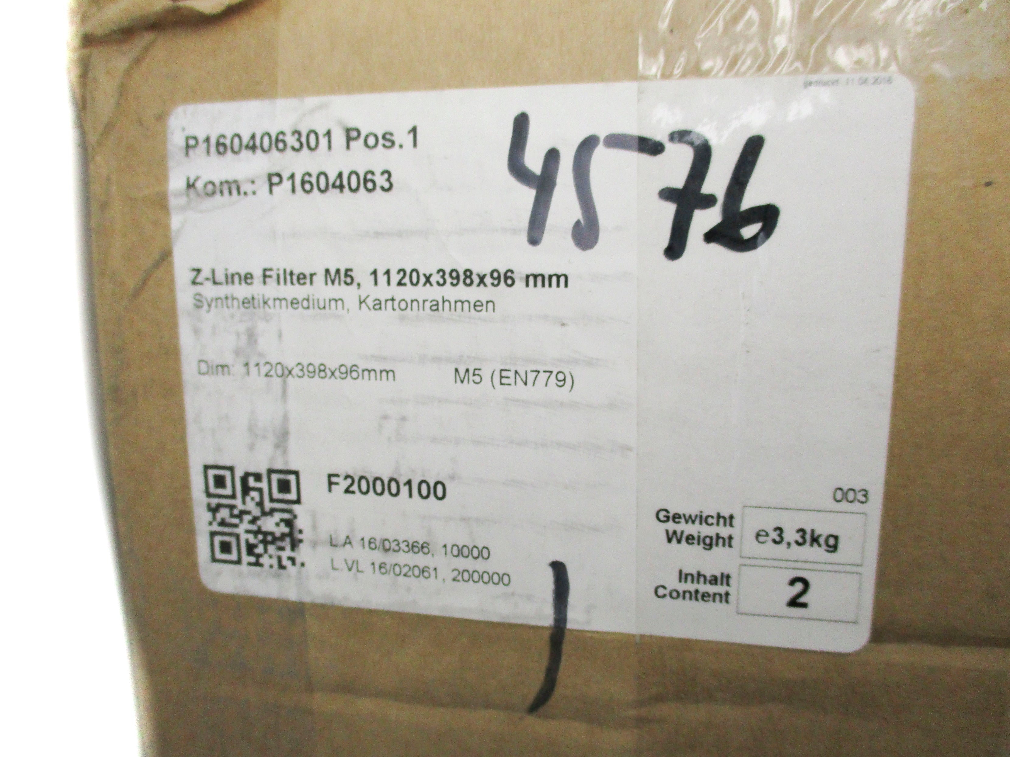 Z-LINE M5 EN779 1120x398x96mm (PKG OF 2) NSMP