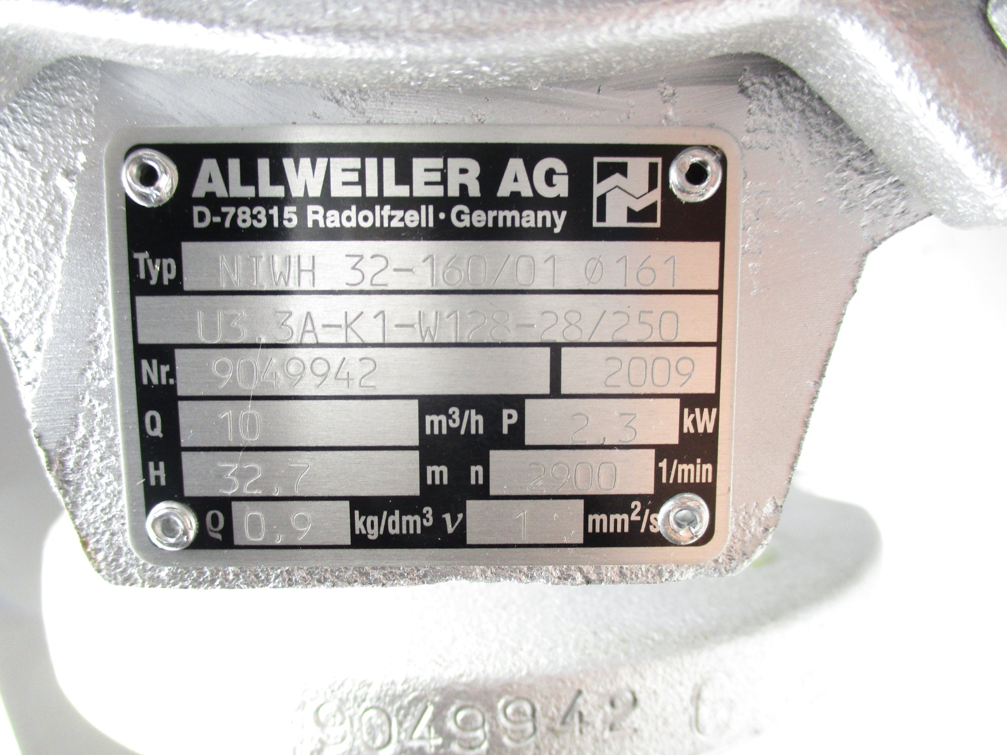 ALLWEILER NIWH32-160/01 161U3.3A-K1-W128-28/250 NSNP