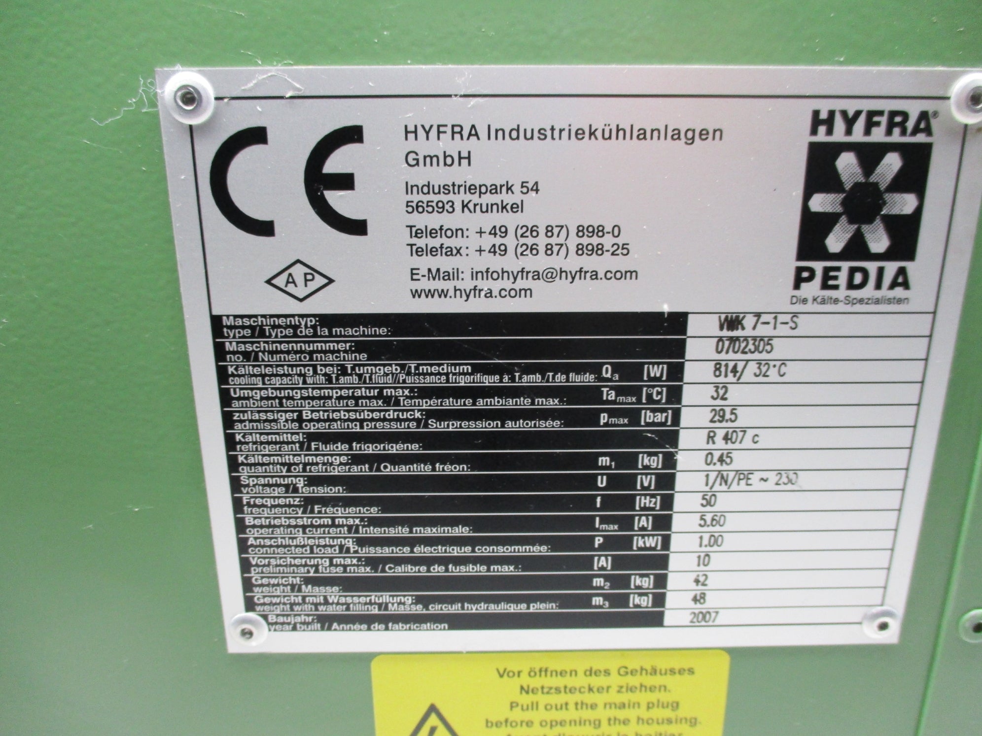 HYFRA VWK7-1-S UNMP