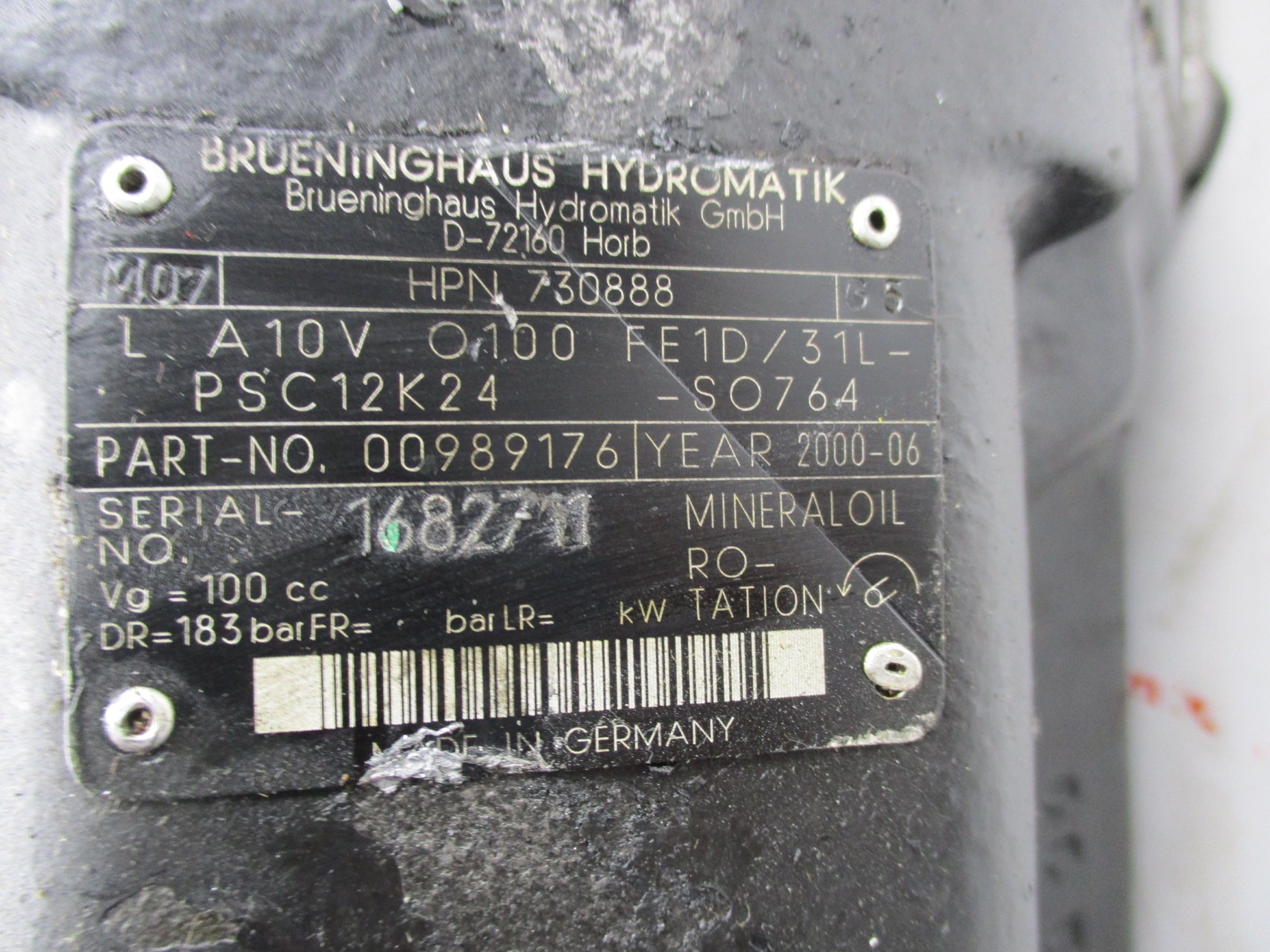 BRUENINGHAUS HYDROMATIK LA10VO100FE1D/31L-PSC12K24-SO764  00989176 UNMP