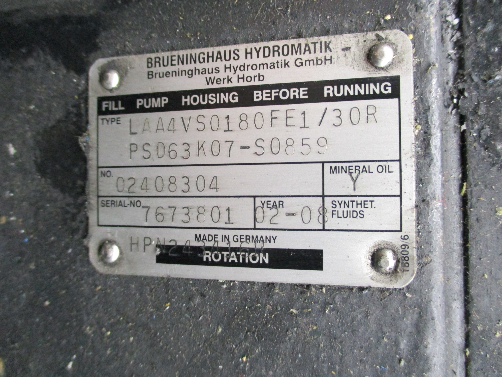 BRUENINGHAUS HYDROMATIK LAA4VS0180FE1/30RPSD63K07-S0859 02408304 UNMP