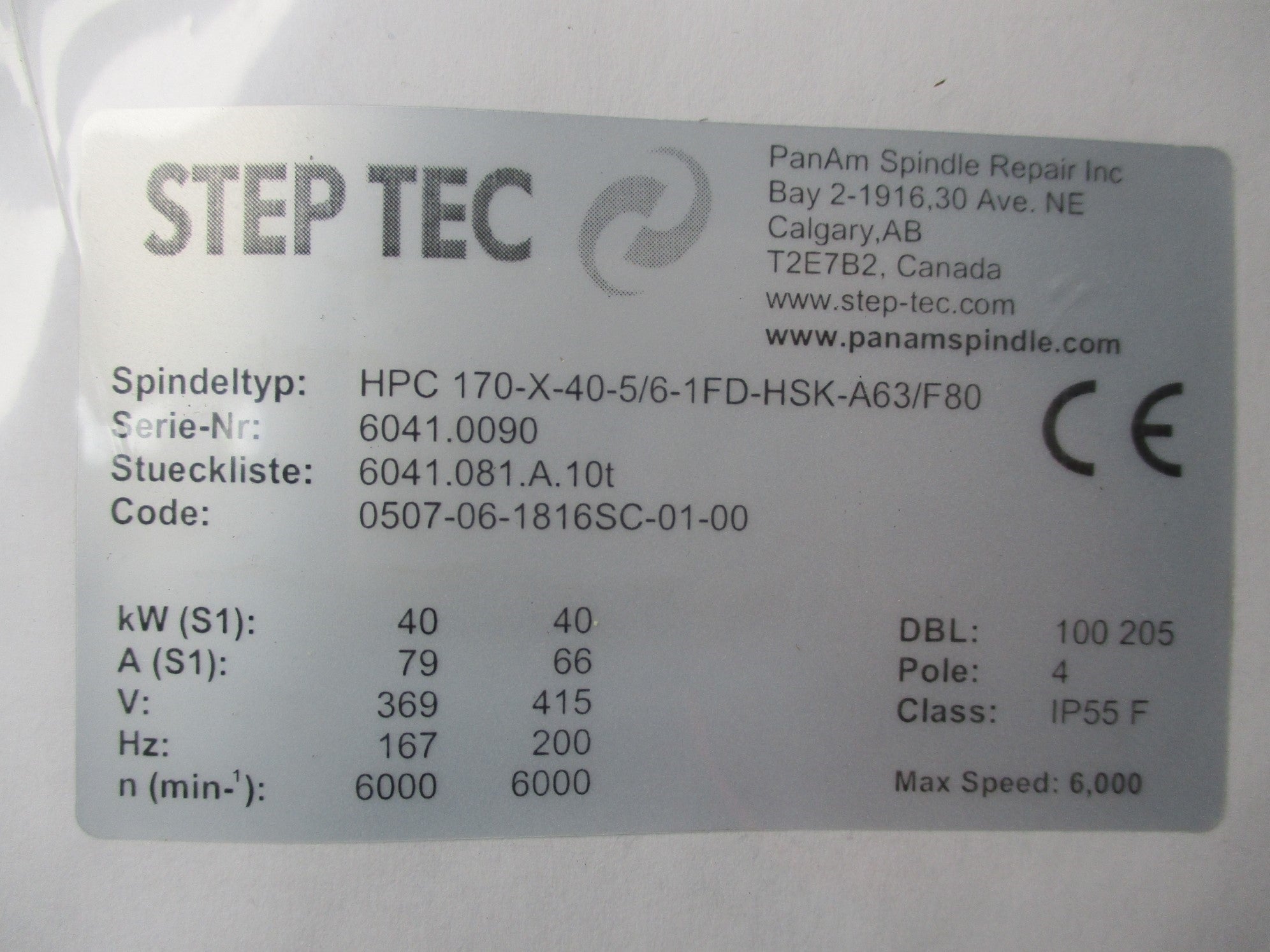 STEP TEC HPC170-X-40-5/6-1FD-HSK-A63/F80 REMAN