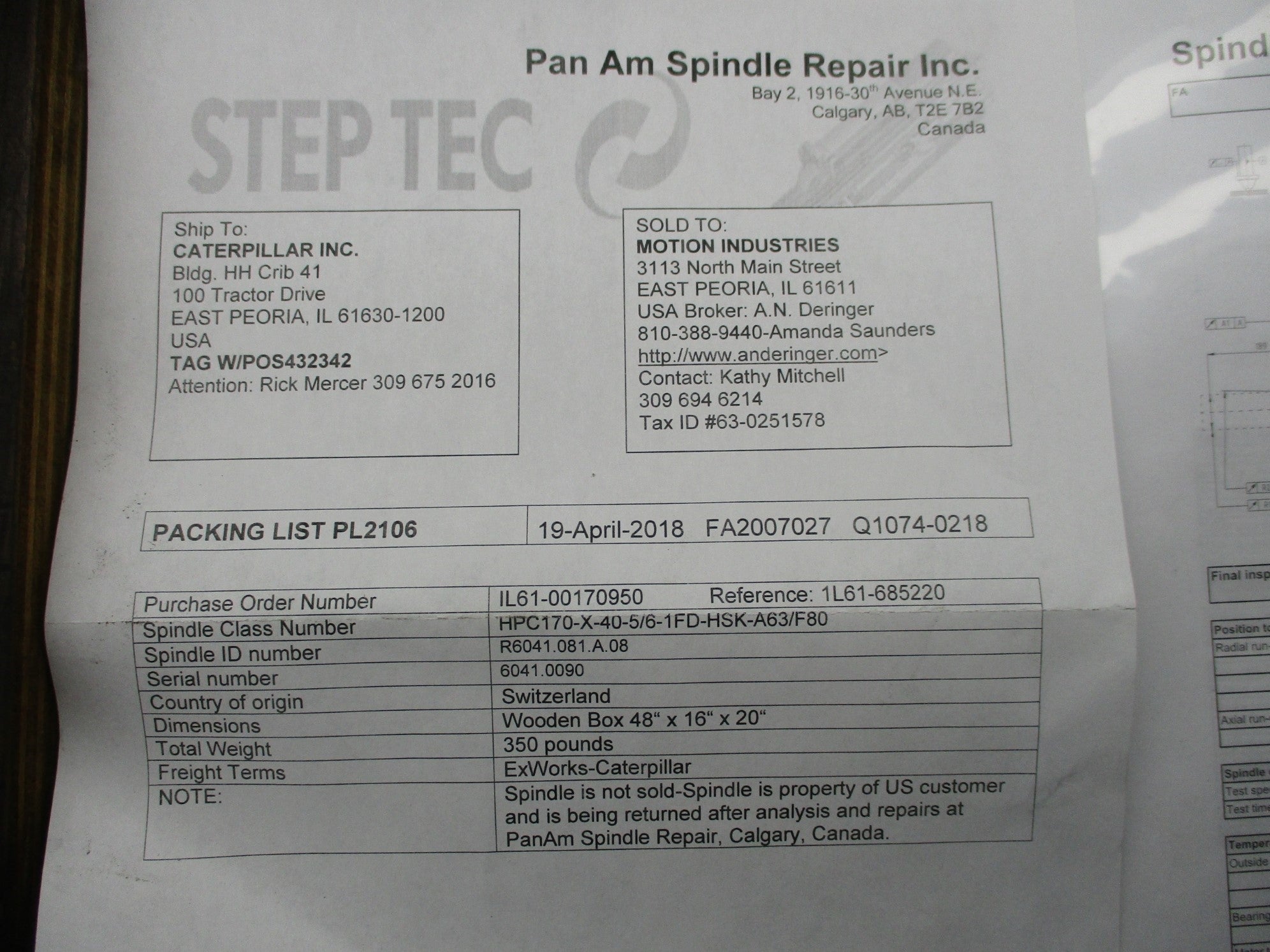 STEP TEC HPC170-X-40-5/6-1FD-HSK-A63/F80 REMAN
