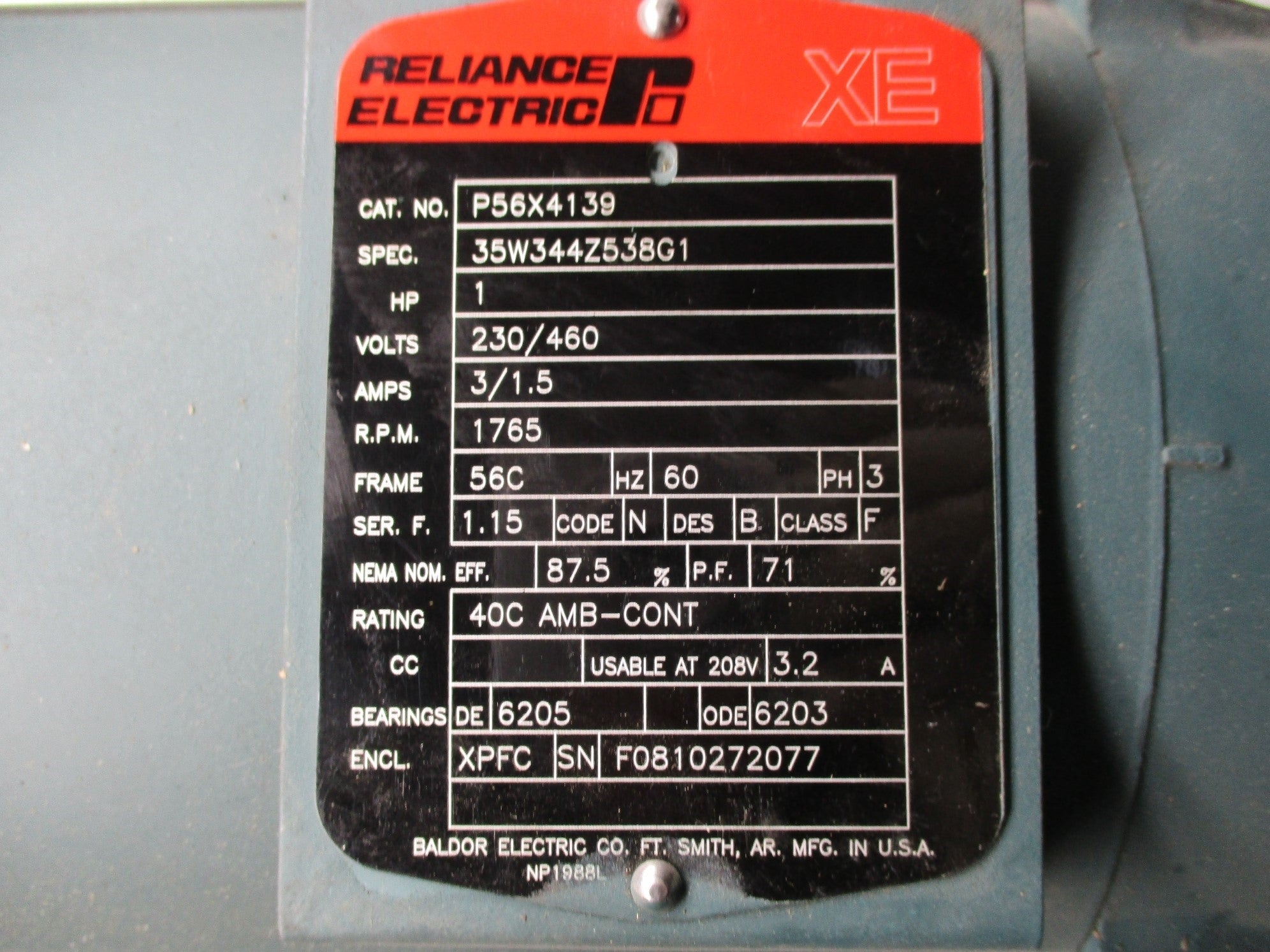 RELIANCE ELECTRIC 35W344Z538G1 079163-64-EA NSNP
