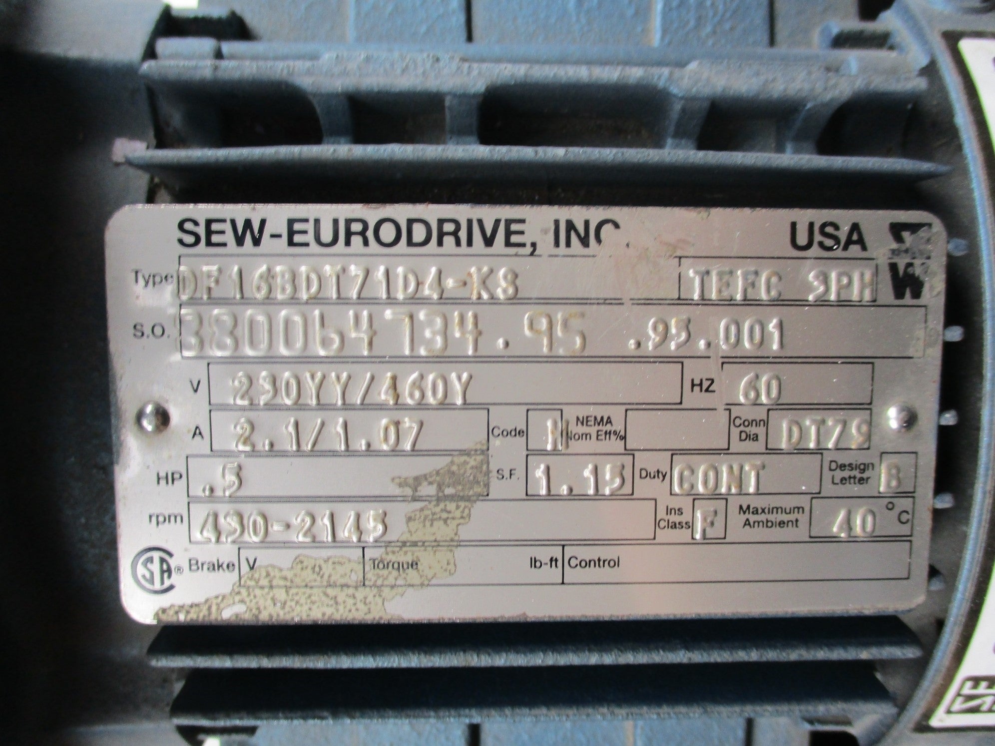 SEW-EURODRIVE DF16BDT71D4-KS W/KZ6R42D16BDT71D4-KS NSNP