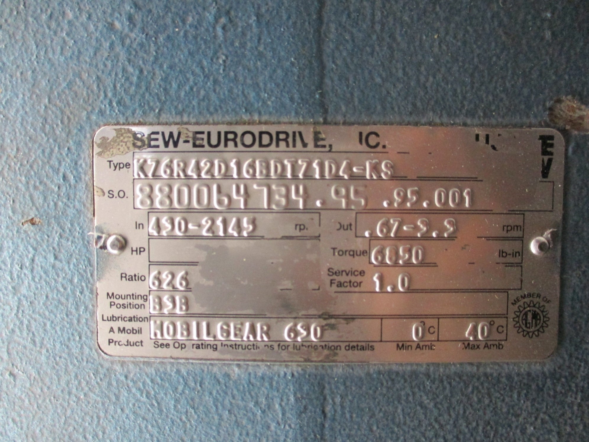 SEW-EURODRIVE DF16BDT71D4-KS W/KZ6R42D16BDT71D4-KS NSNP