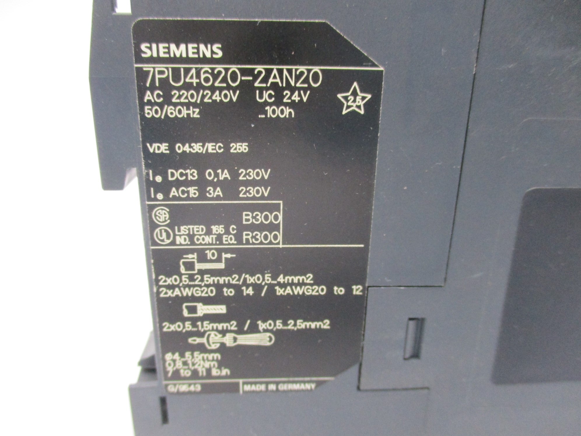 SIEMENS 7PU4620-2AN20 220/240VAC 10S-100H NSNP