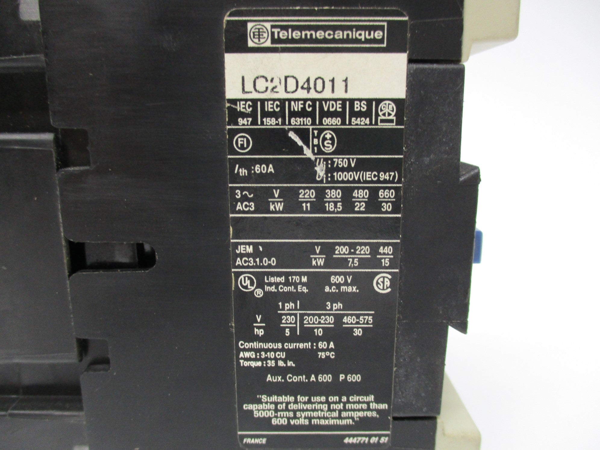 TELEMECANIQUE LC2D4011 120V UNMP
