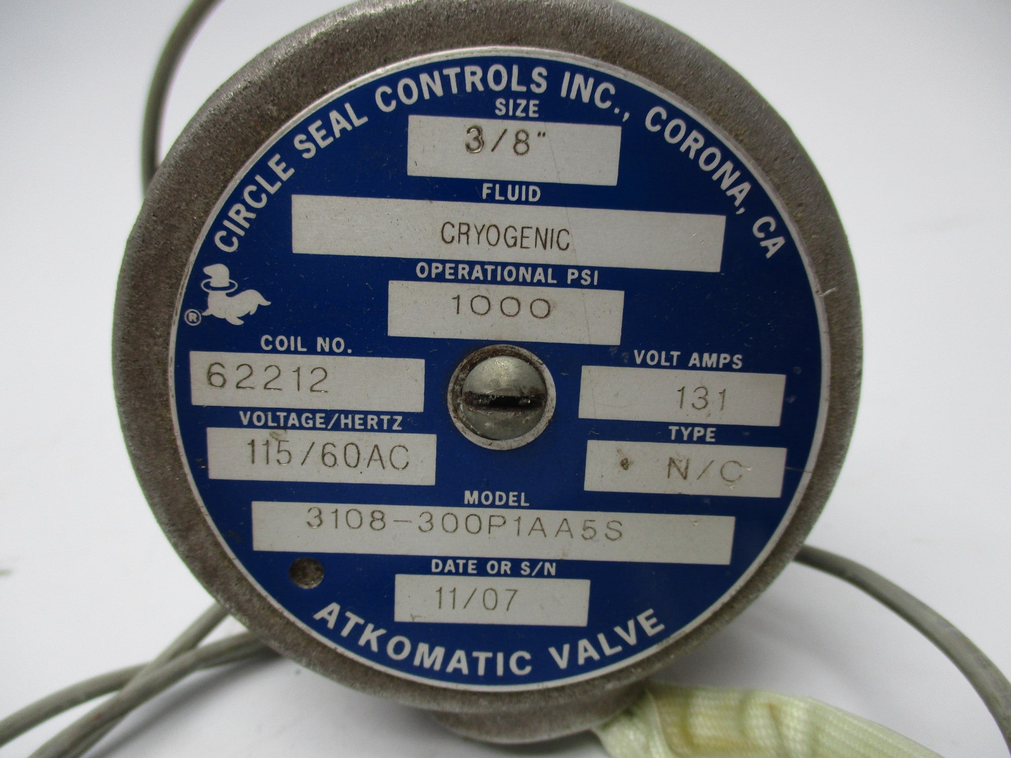 CIRCLE SEAL CONTROLS 3108-300P1AA5S 1000PSI 115V UNMP
