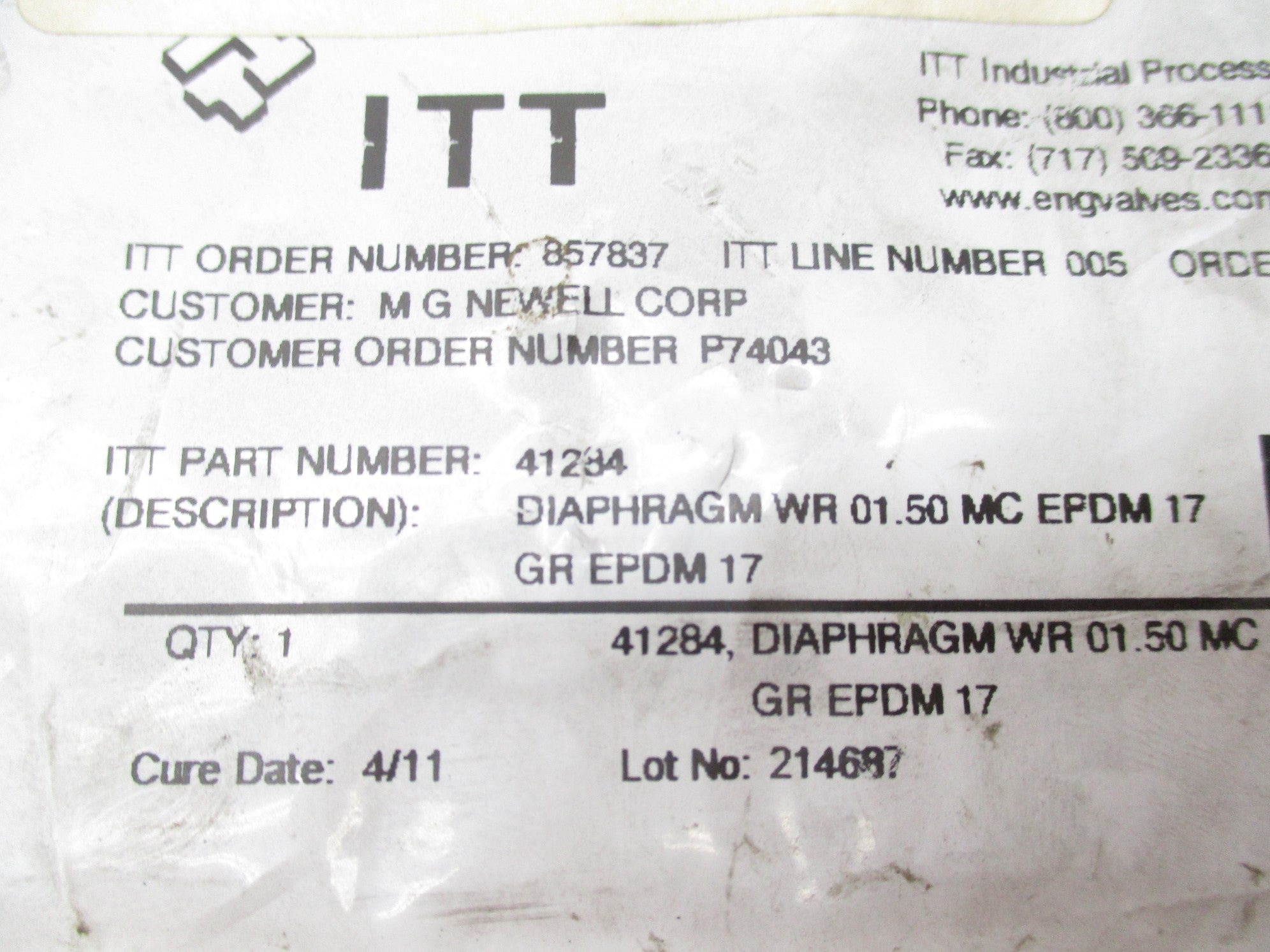 ITT 41284 WR01.50MCEPDM17 NSMP