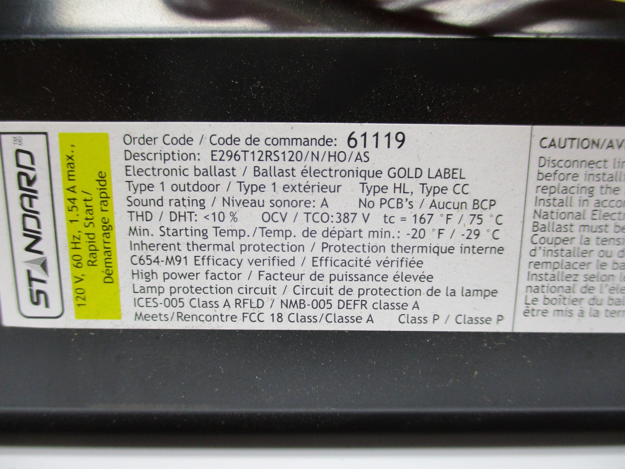 STANDARD E296T12RS120/N/HO/AS NSNP