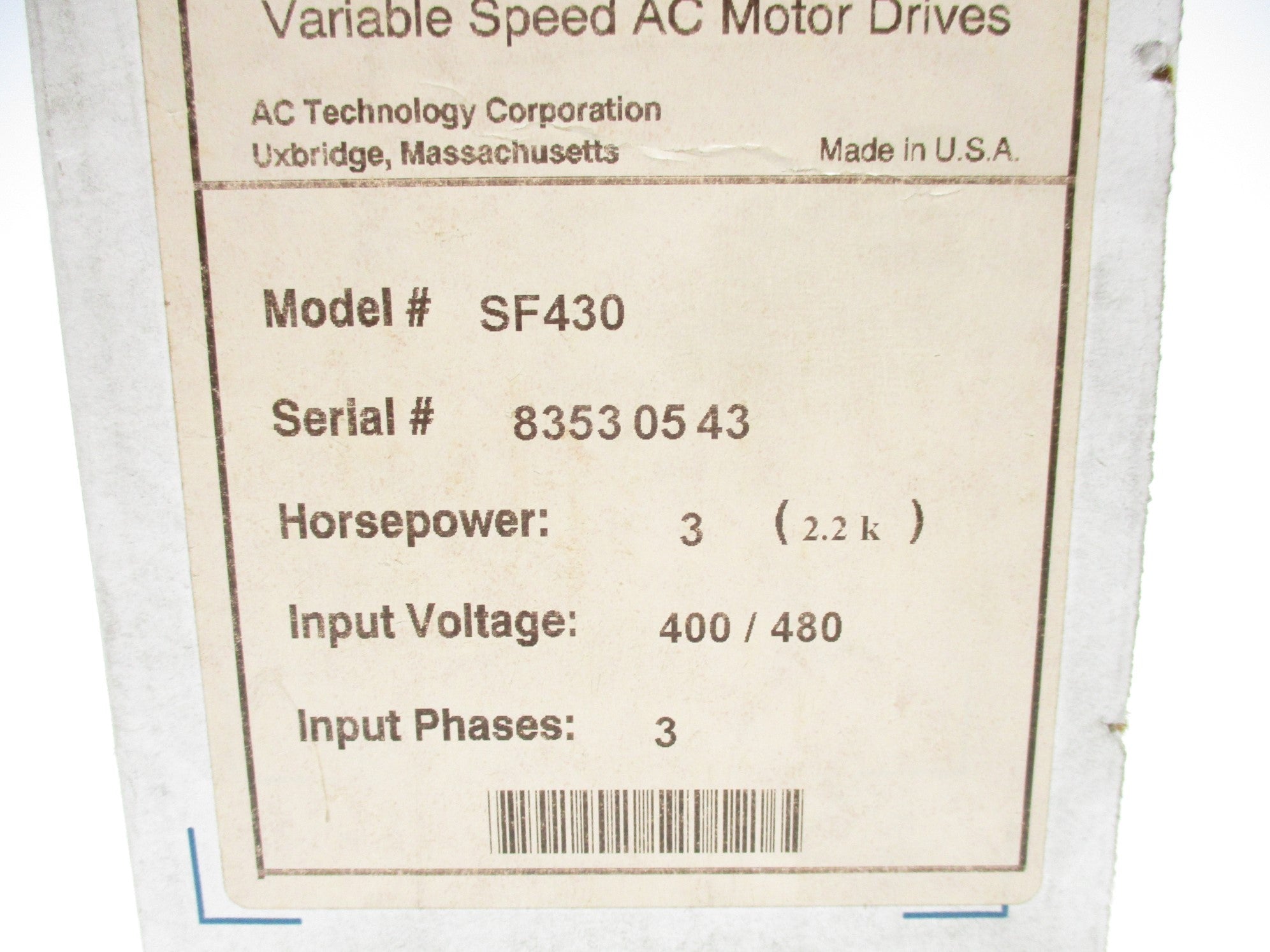 AC TECH SF430 NSFS