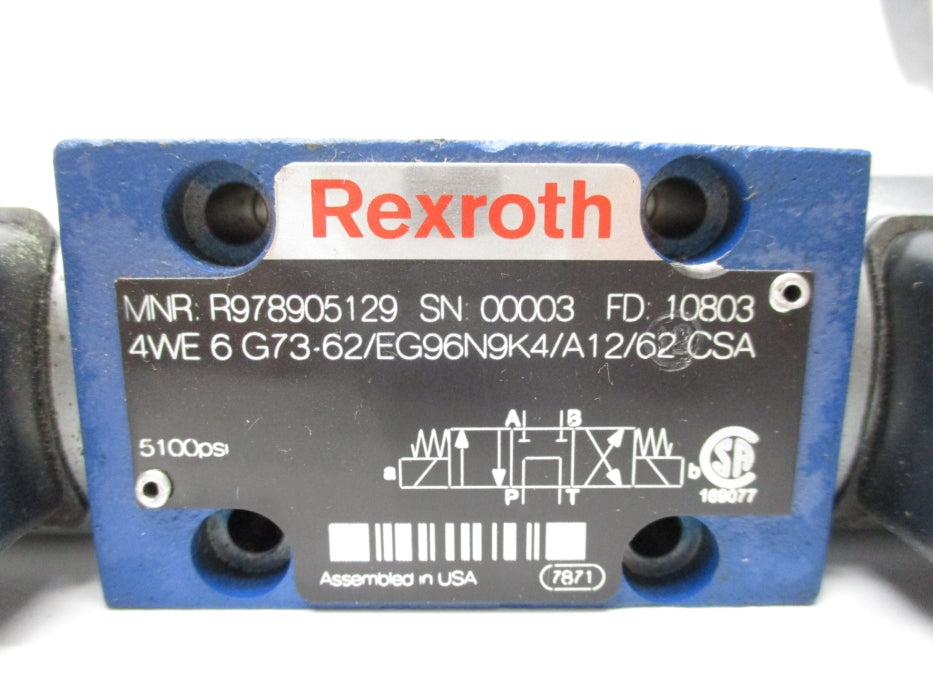 REXROTH R978905129 4WE6G73-62/EG96N9K4/A12/62 5100PSI UNMP