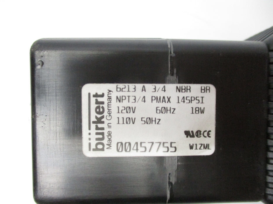 BURKERT 6213A3/4NBRBR 110/120V 145PSI NSNP