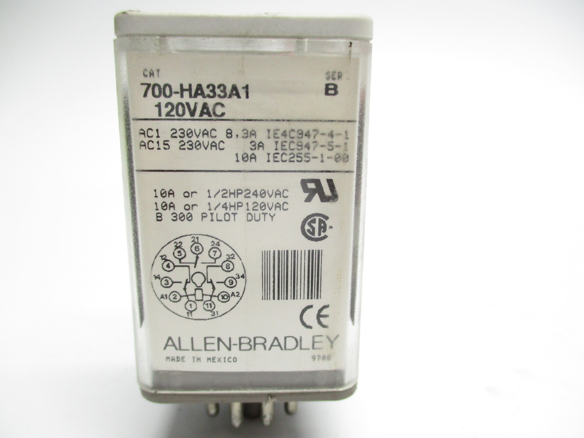ALLEN BRADLEY 700-HA33A1 SER. B 120VAC 10A NSNP