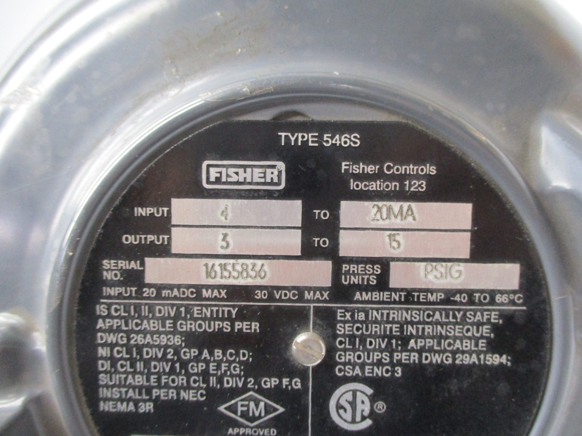 FISHER CONTROLS 546S UNMP