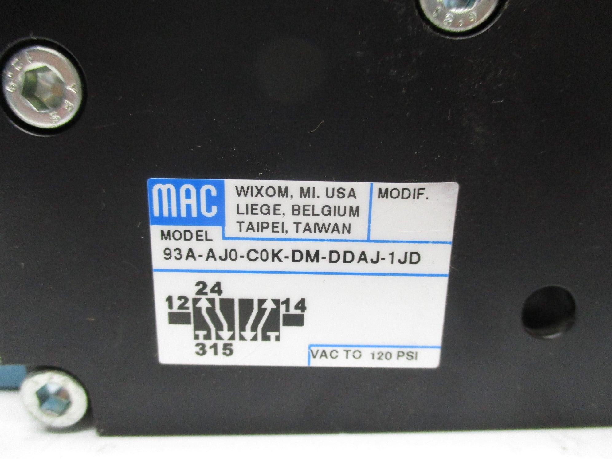 MAC 93A-AJ0-C0K-DM-DDAJ-1JD 120PSI 24VDC NSNP