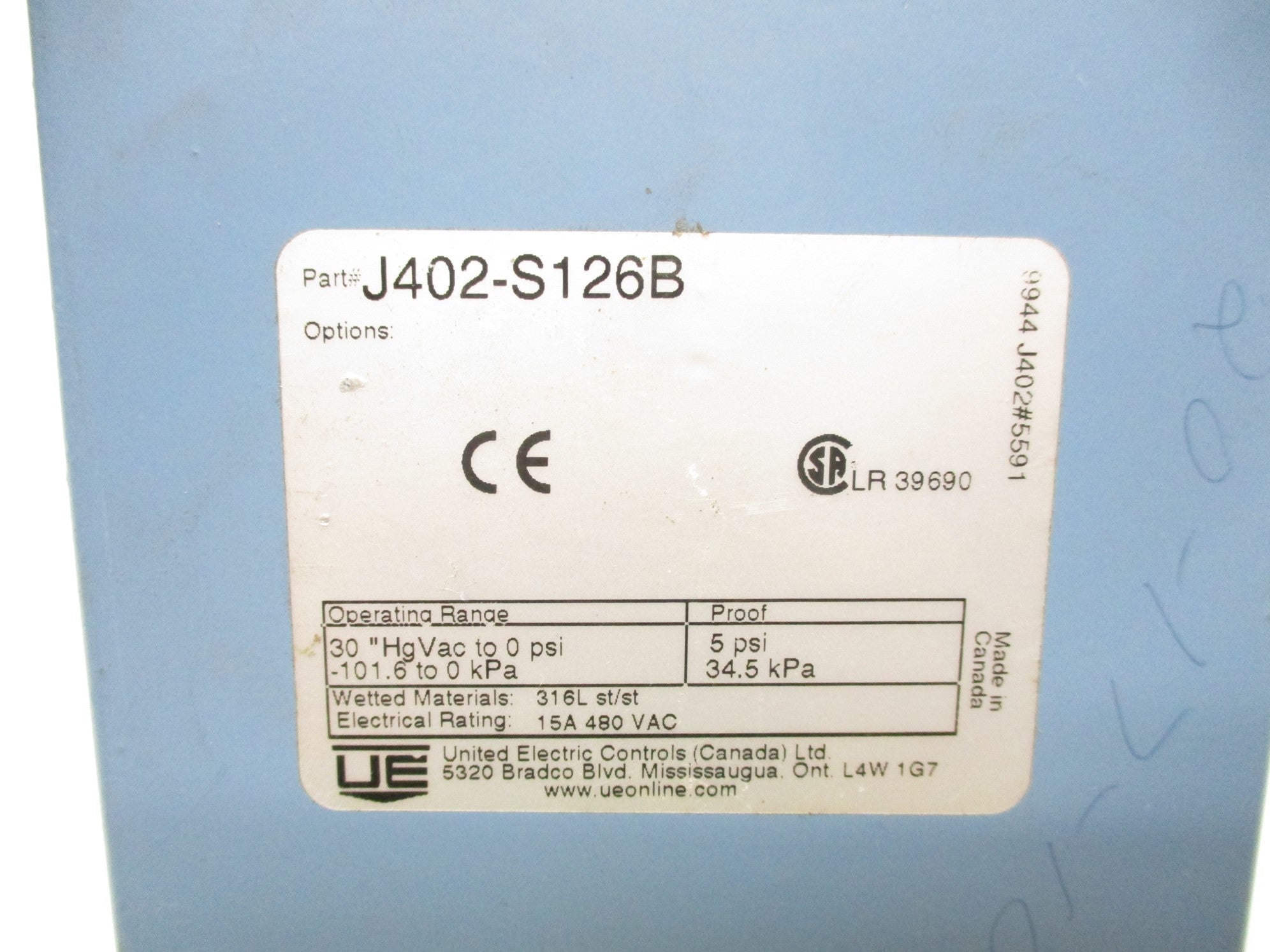 UNITED ELECTRIC J402-S126B NSNP