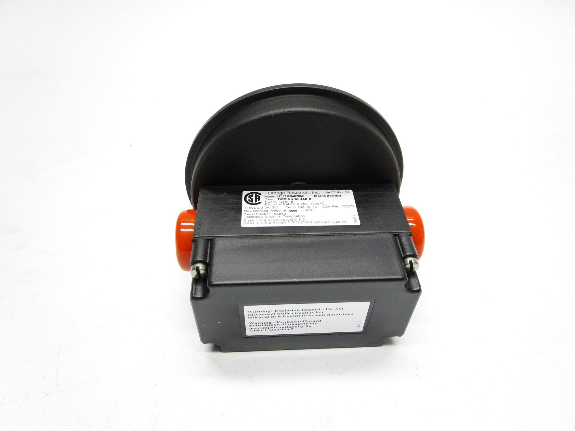 ORANGE RESEARCH 1203PGS#67802 1203PGS-1A-3.5B-B 0-700KPA NSMP