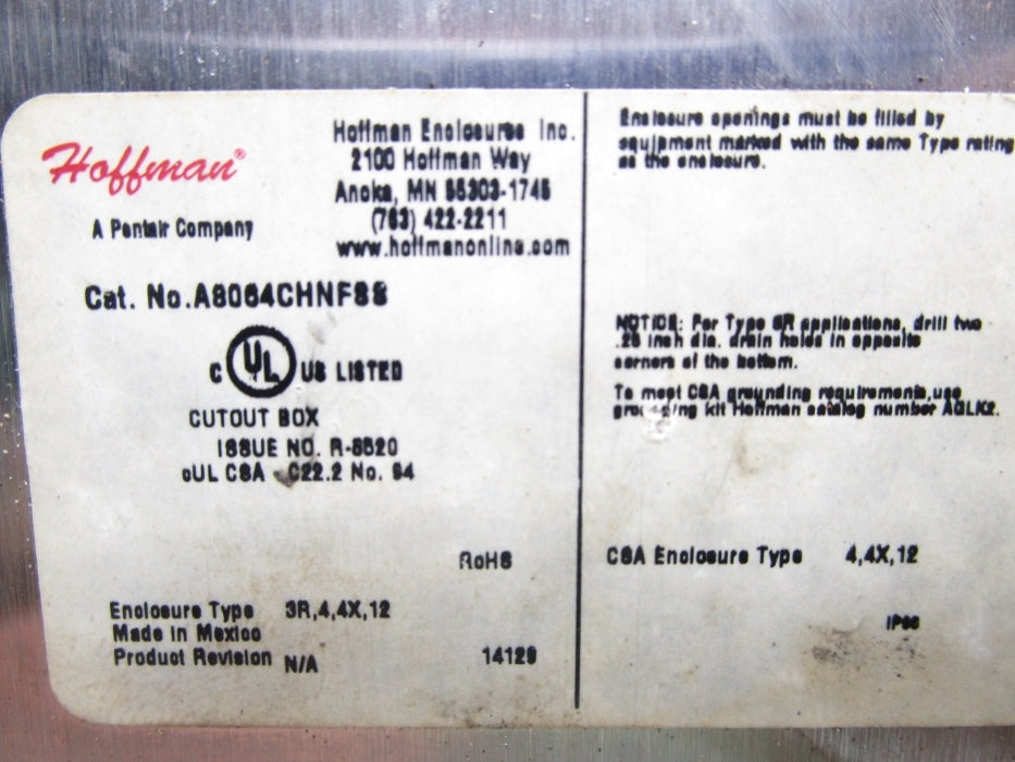 HOFFMAN A8064CHNFSS  UNMP