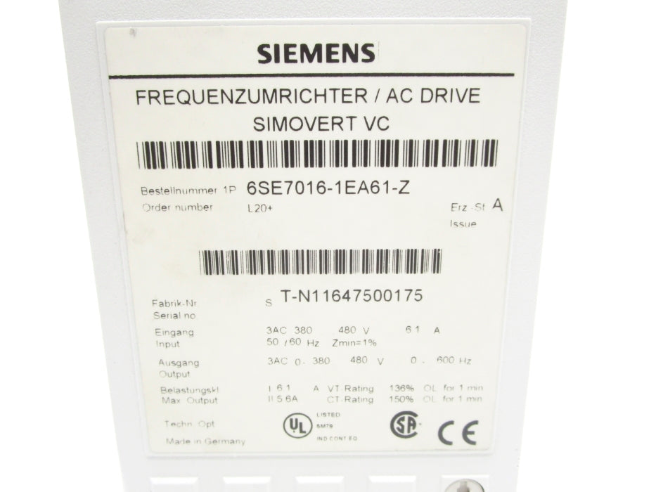 SIEMENS 6SE7016-1EA61-Z NSNP