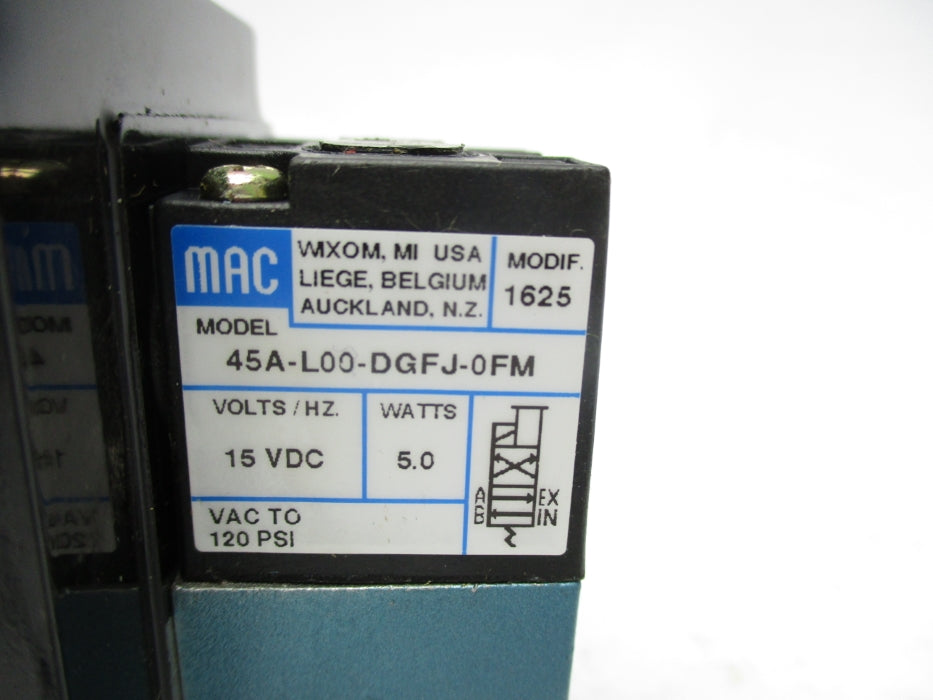 MAC PPC045B-AAA-0AGA-BAA-B0 15VDC 120PSI UNMP