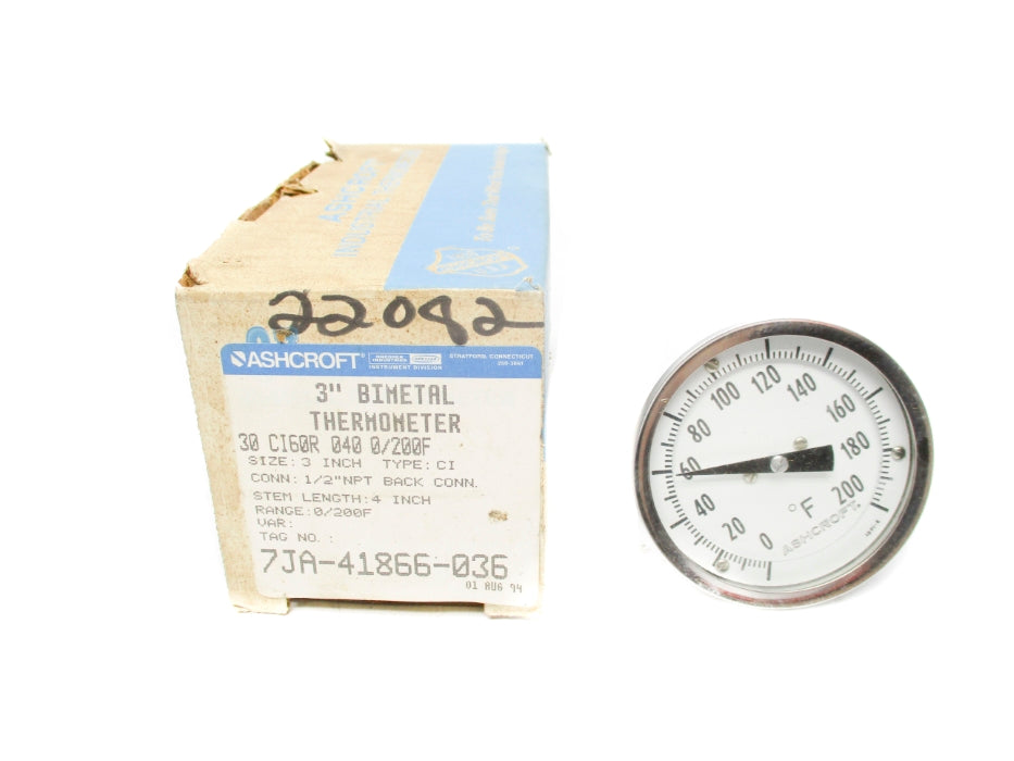 ASHCROFT 30CI60R0400/200F 0-200F NSMP