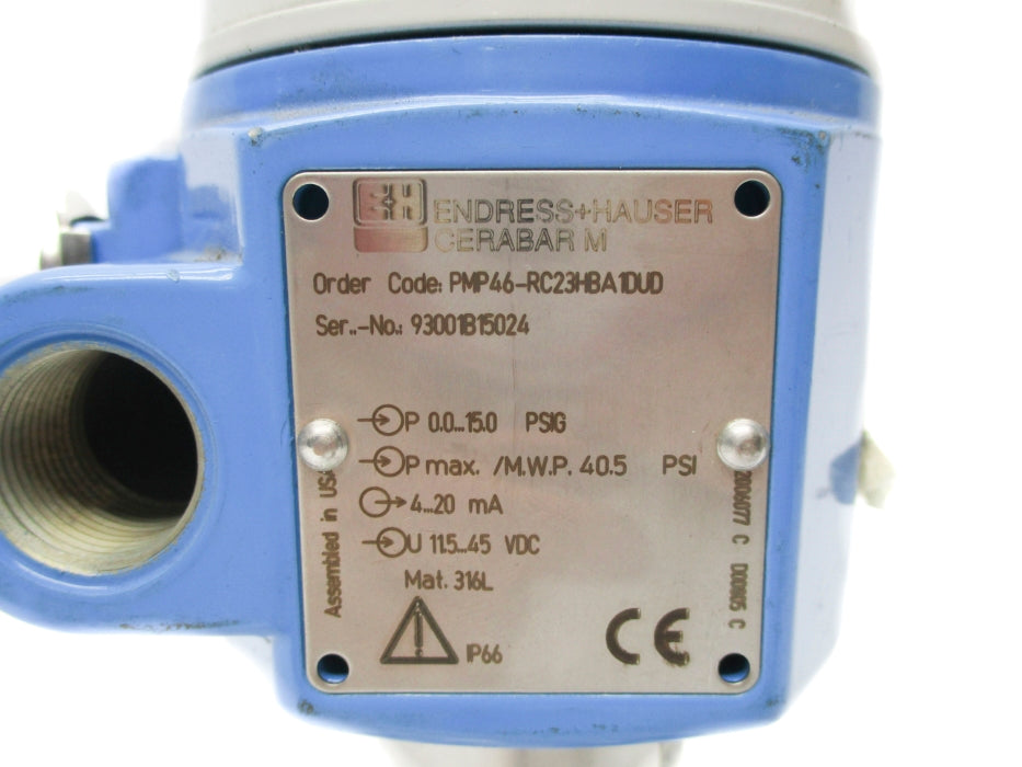 ENDRESS+HAUSER PMP46-RC23HBA1DUD 40.5PSI UNMP